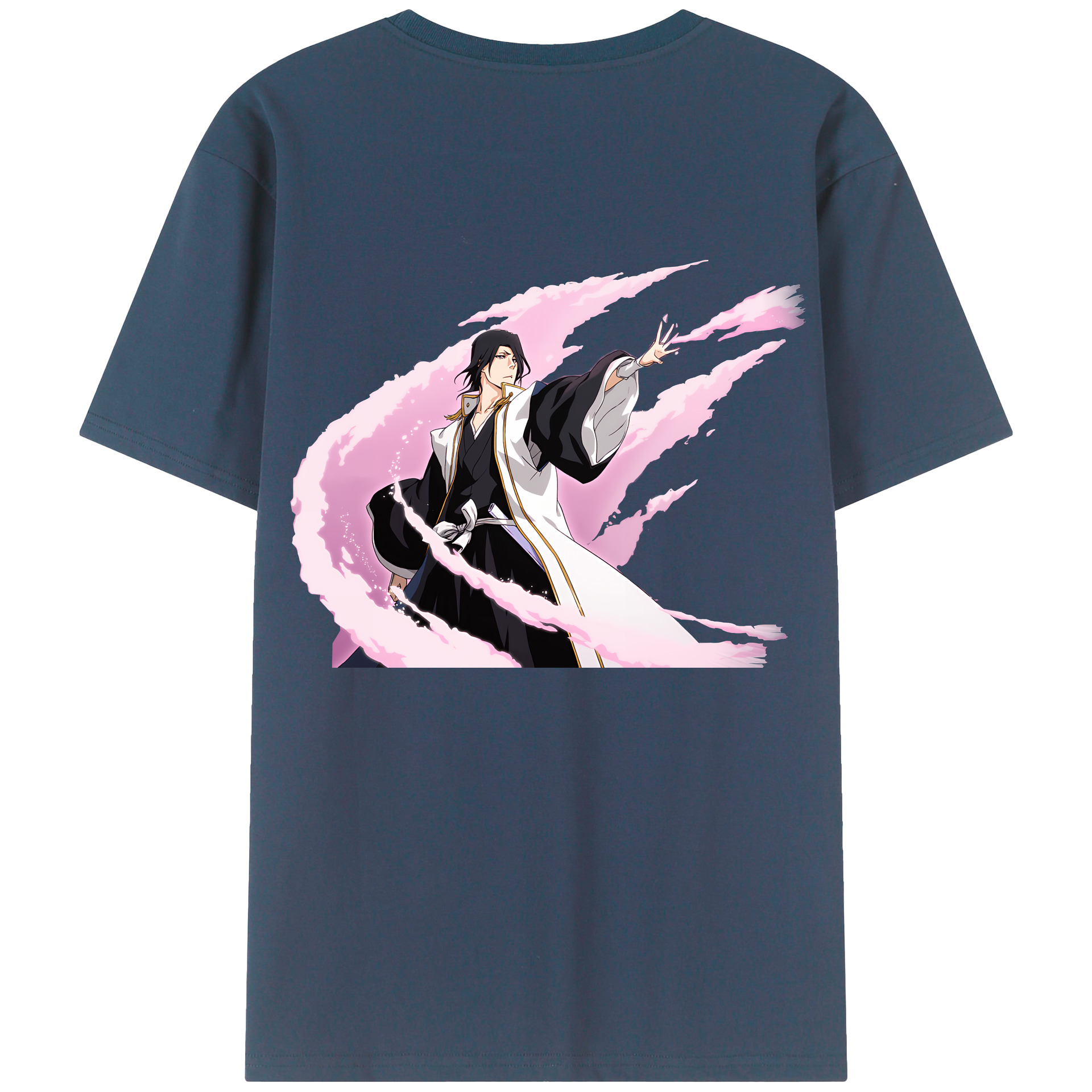 （画像用） ブリーチ くちき びゃくや BLEACH Kuchiki Byakuya 綿100％ メンズ半袖Tシャツ（バックプリント） 通気性