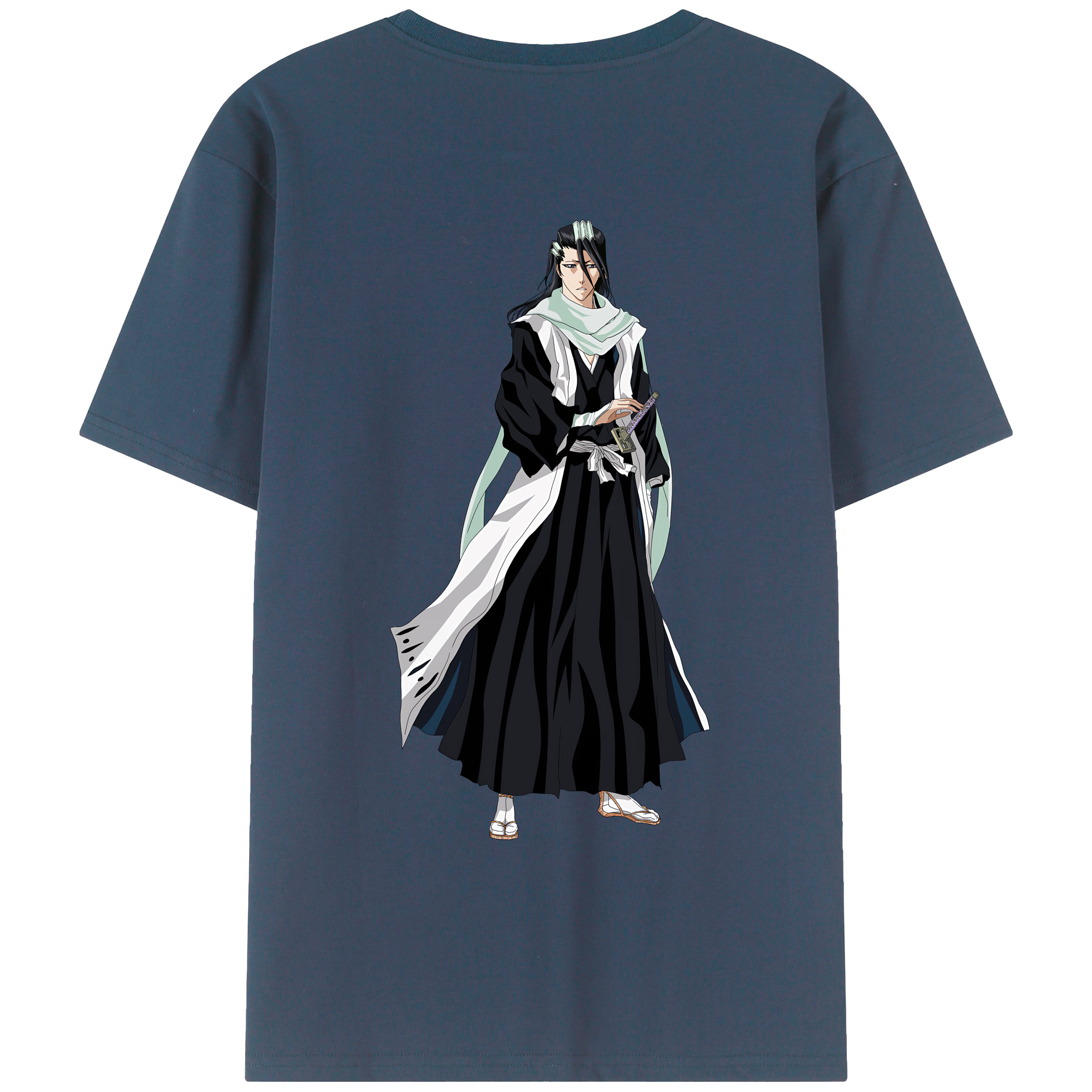 （画像用） ブリーチ くちき びゃくや BLEACH Kuchiki Byakuya 綿100％ メンズ半袖Tシャツ（バックプリント） 通気性