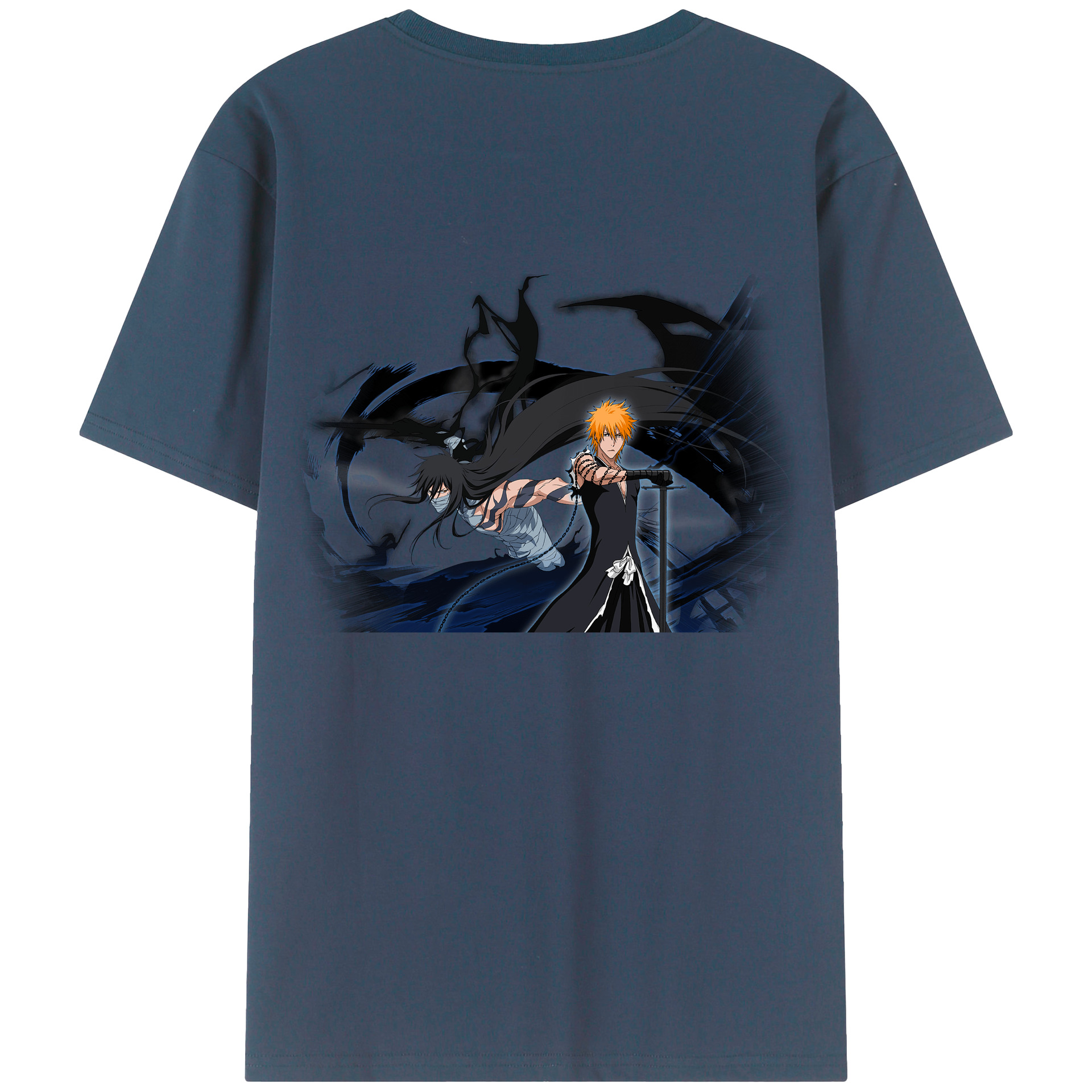 （画像用） ブリーチ 黒崎一護（くろさき いちご）BLEACH Kurosaki Ichigo 綿100％ メンズ半袖Tシャツ（バックプリント） 通気性