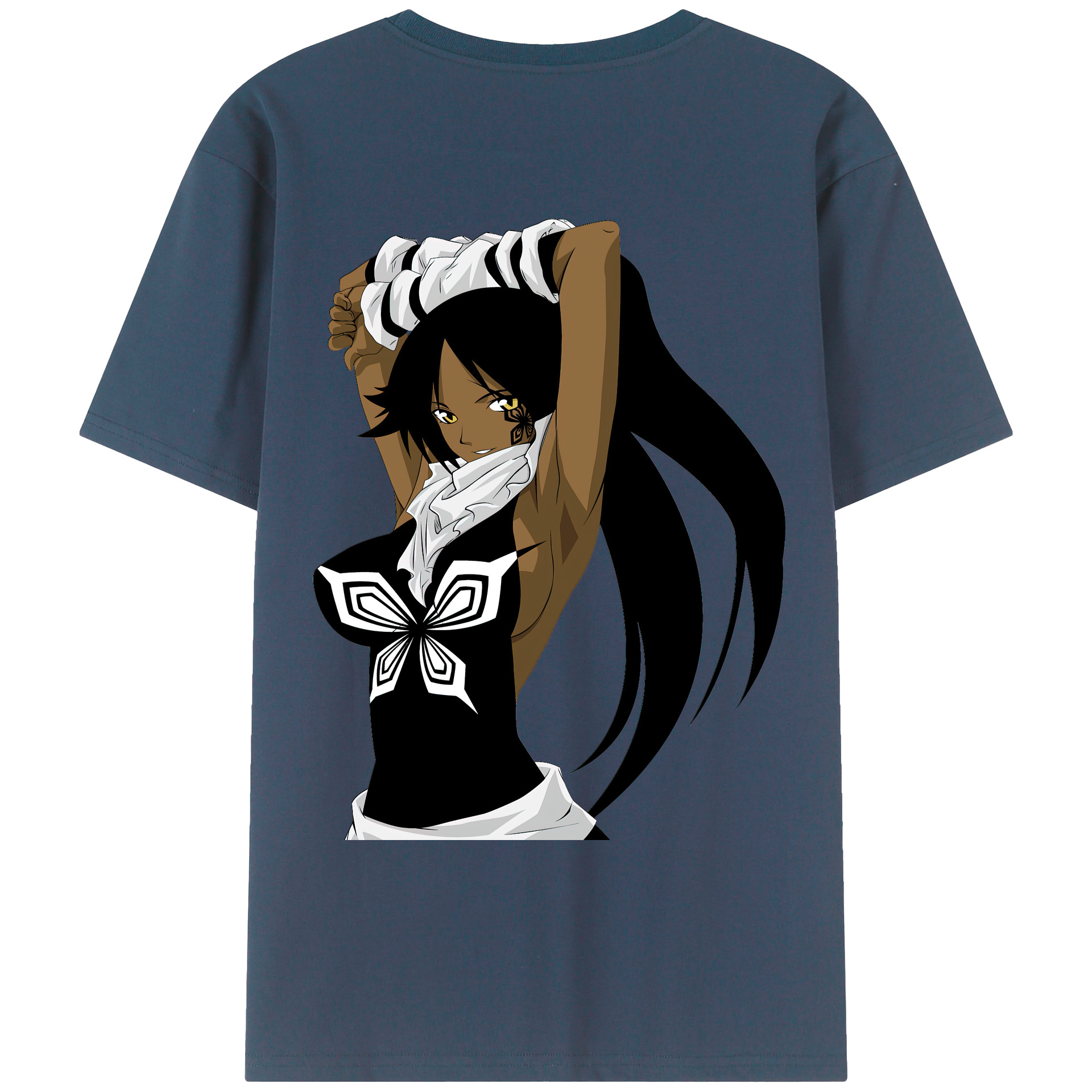 （画像用） ブリーチ 四楓院 夜一（しほういん よるいち） BLEACH Shihouin Yoruichi 綿100％ メンズ半袖Tシャツ（バックプリント） 通気性