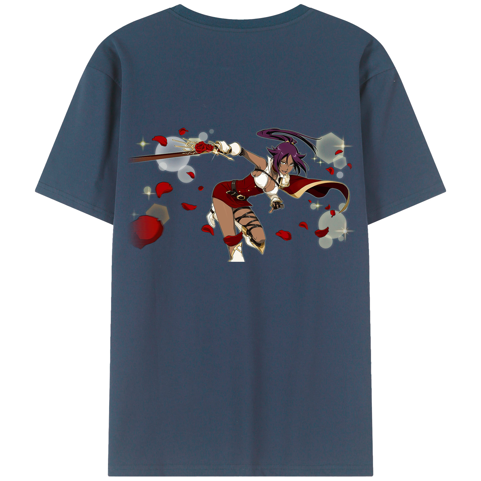 （画像用） ブリーチ 四楓院 夜一（しほういん よるいち） BLEACH Shihouin Yoruichi 綿100％ メンズ半袖Tシャツ（バックプリント） 通気性