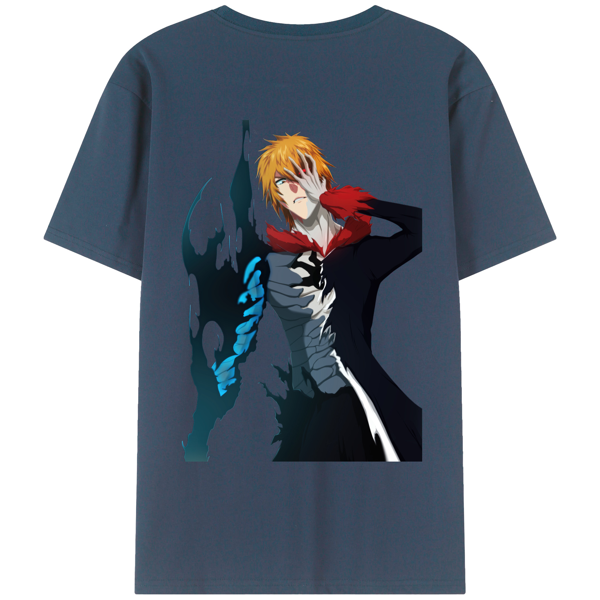 （画像用） ブリーチ 黒崎一護（くろさき いちご）BLEACH Kurosaki Ichigo 綿100％ メンズ半袖Tシャツ（バックプリント） 通気性