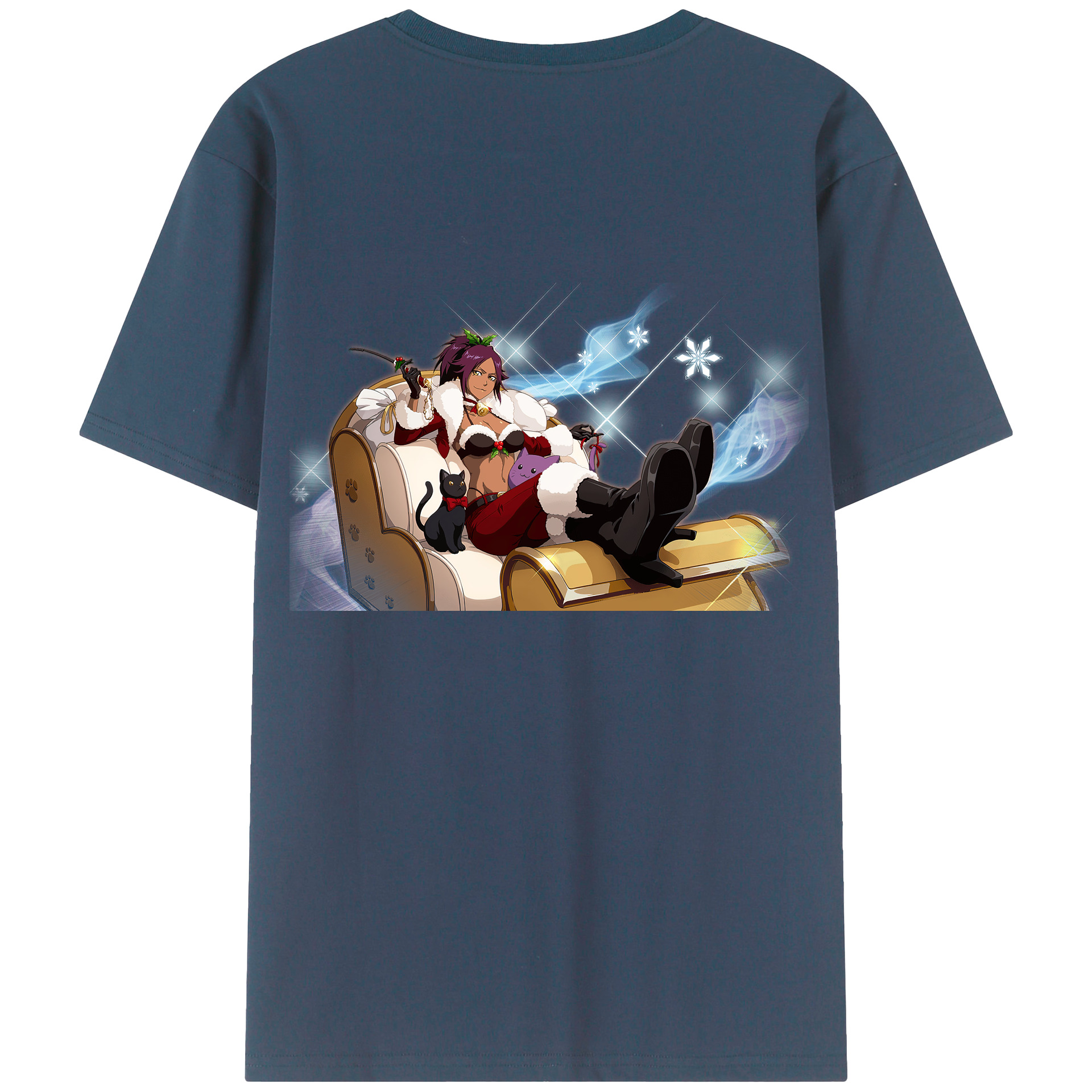 （画像用） ブリーチ 四楓院 夜一（しほういん よるいち） BLEACH Shihouin Yoruichi 綿100％ メンズ半袖Tシャツ（バックプリント） 通気性