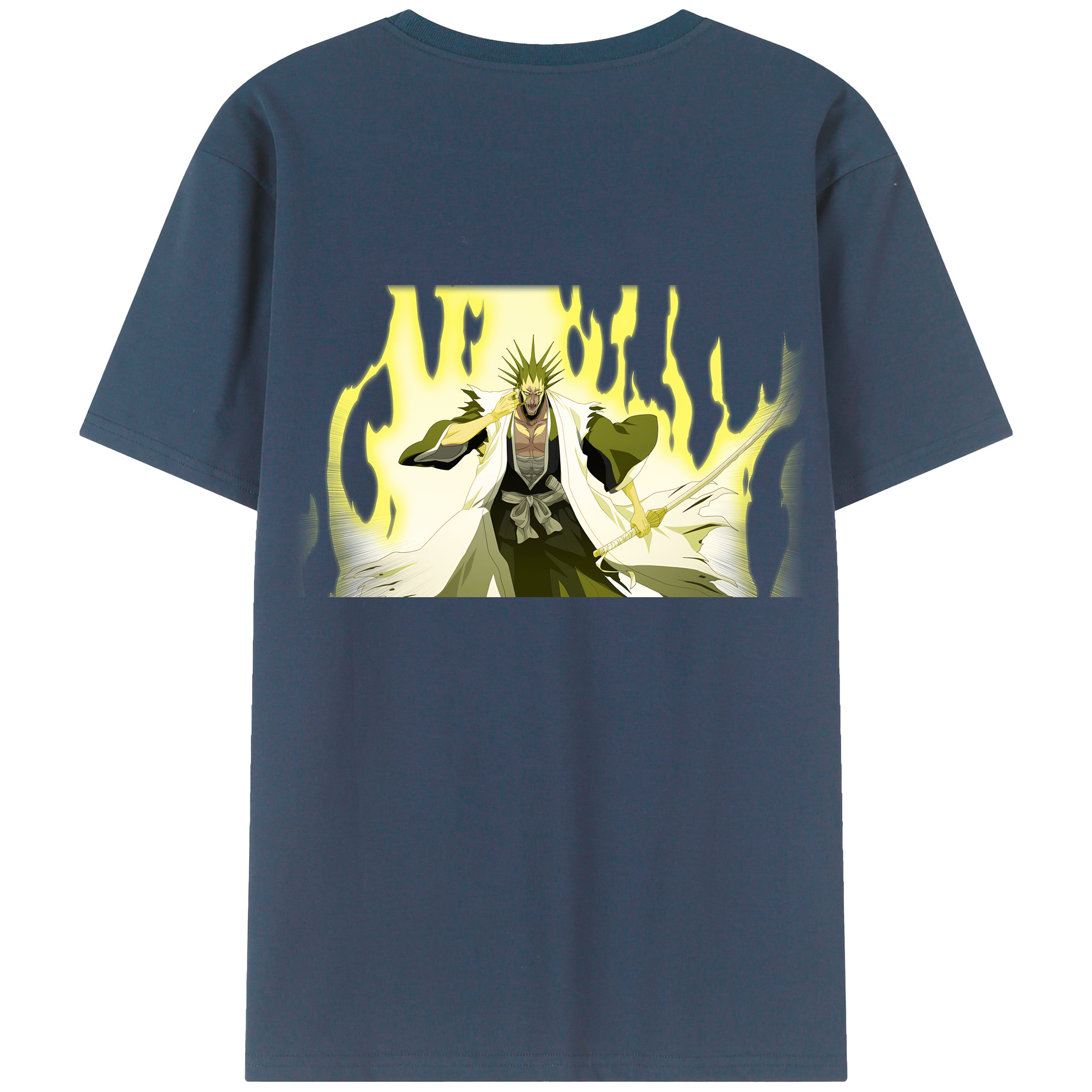 （画像用） ブリーチ ざらき けんぱち BLEACH Zaraki Kenpachi 綿100％ メンズ半袖Tシャツ（バックプリント） 通気性