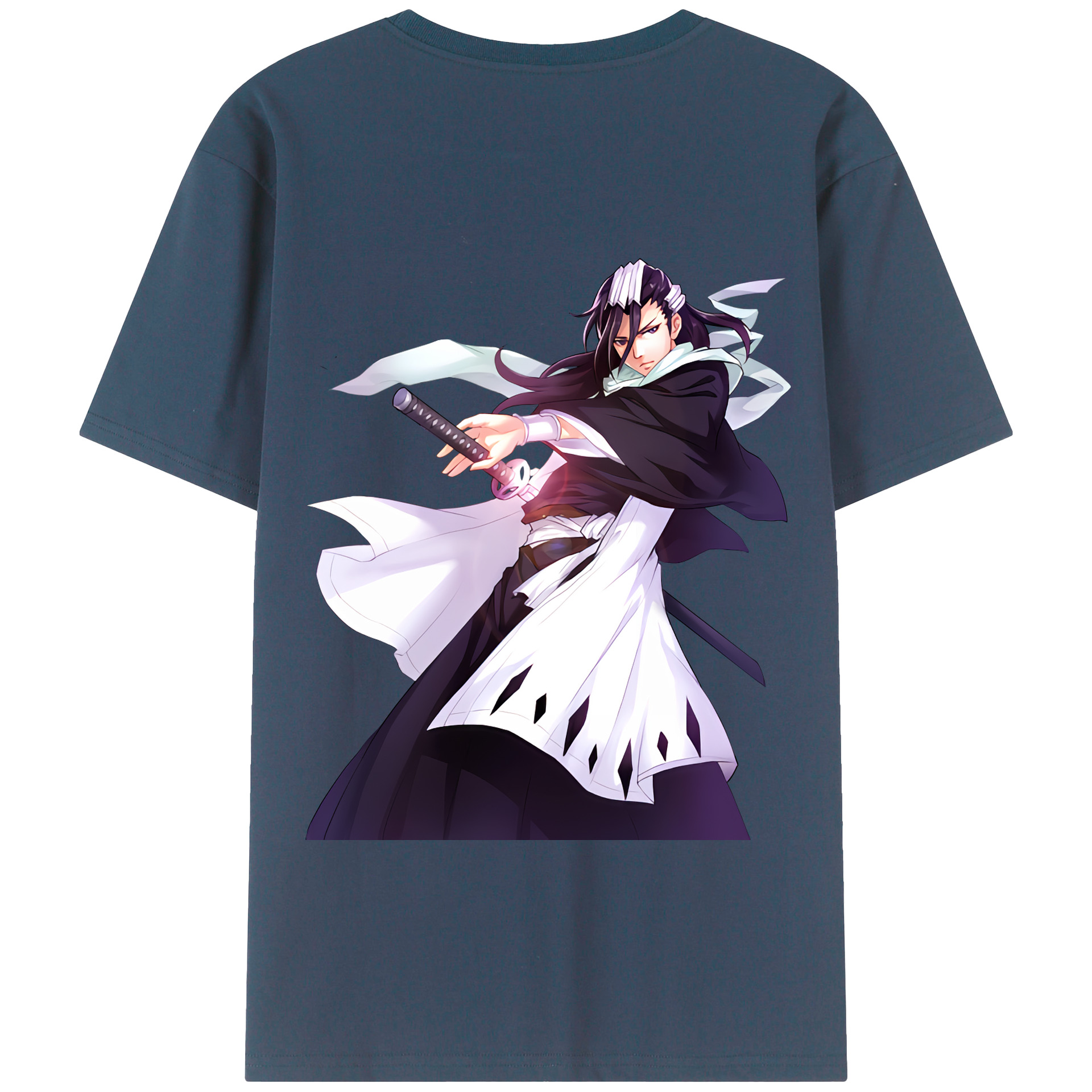 （画像用） ブリーチ くちき びゃくや BLEACH Kuchiki Byakuya 綿100％ メンズ半袖Tシャツ（バックプリント） 通気性