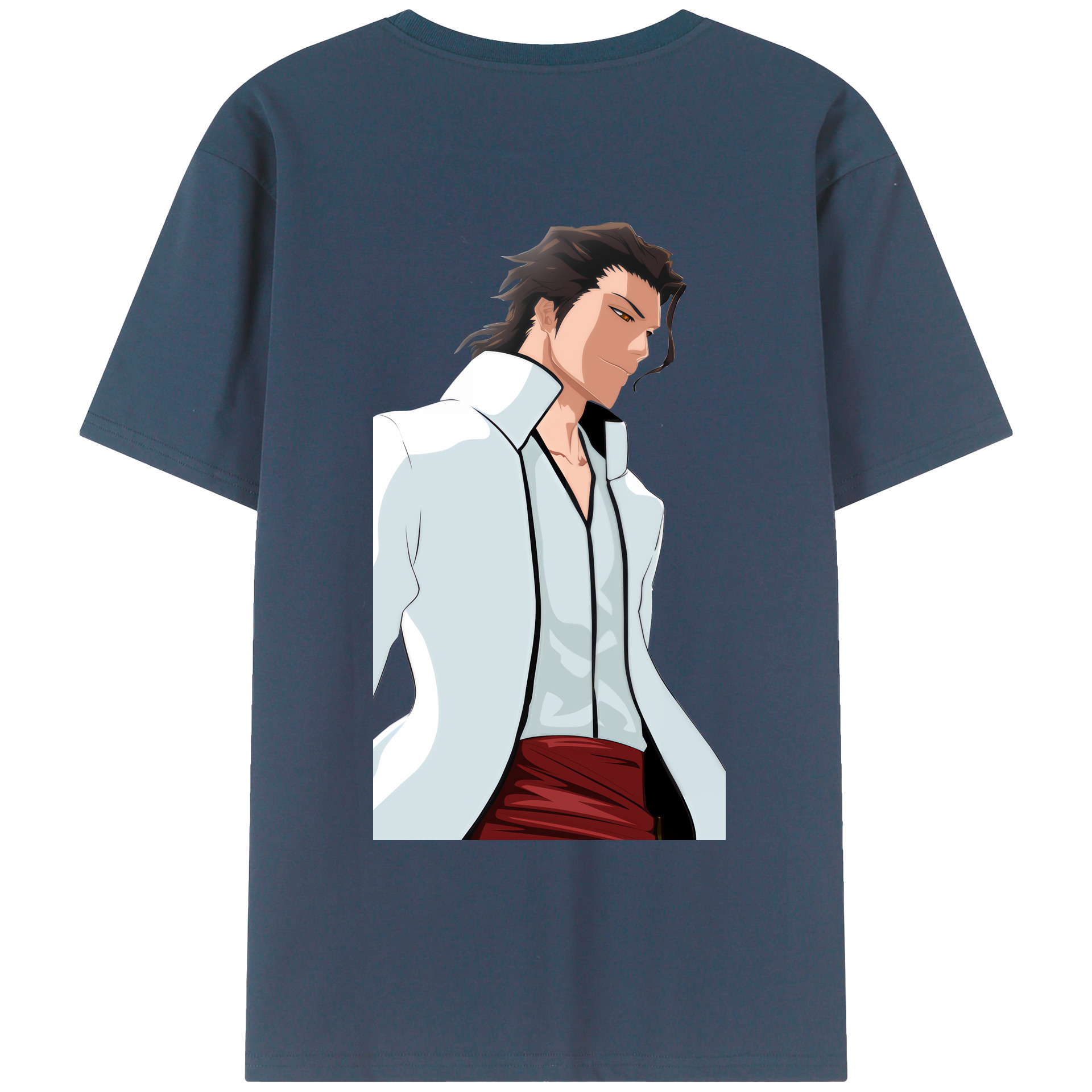 （画像用） ブリーチ 藍染 惣右介（あいぜん そうすけ） BLEACH Aizen Sousuke 綿100％ メンズ半袖Tシャツ（バックプリント） 通気性