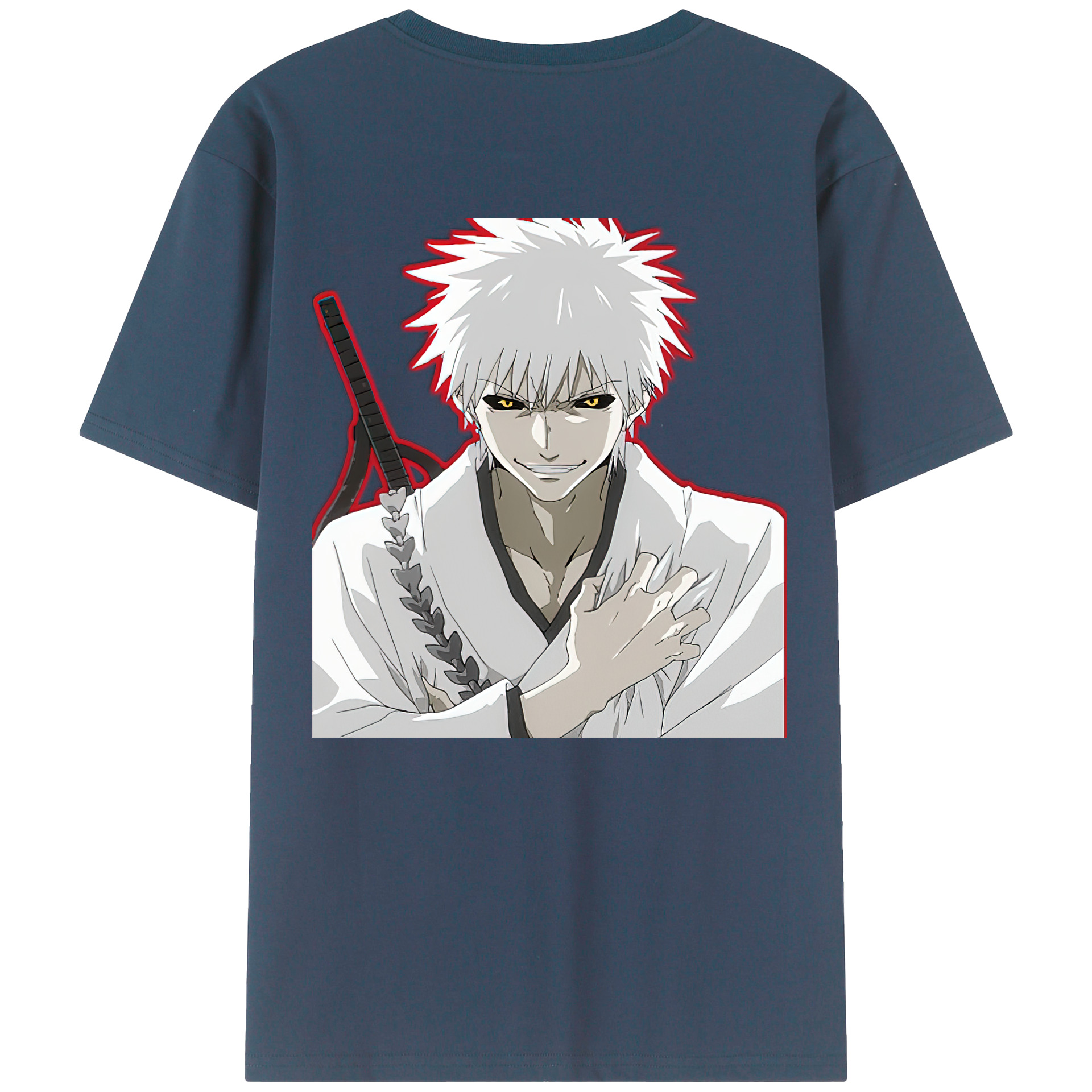 （画像用） ブリーチ 黒崎一護（くろさき いちご）BLEACH Kurosaki Ichigo 綿100％ メンズ半袖Tシャツ（バックプリント） 通気性