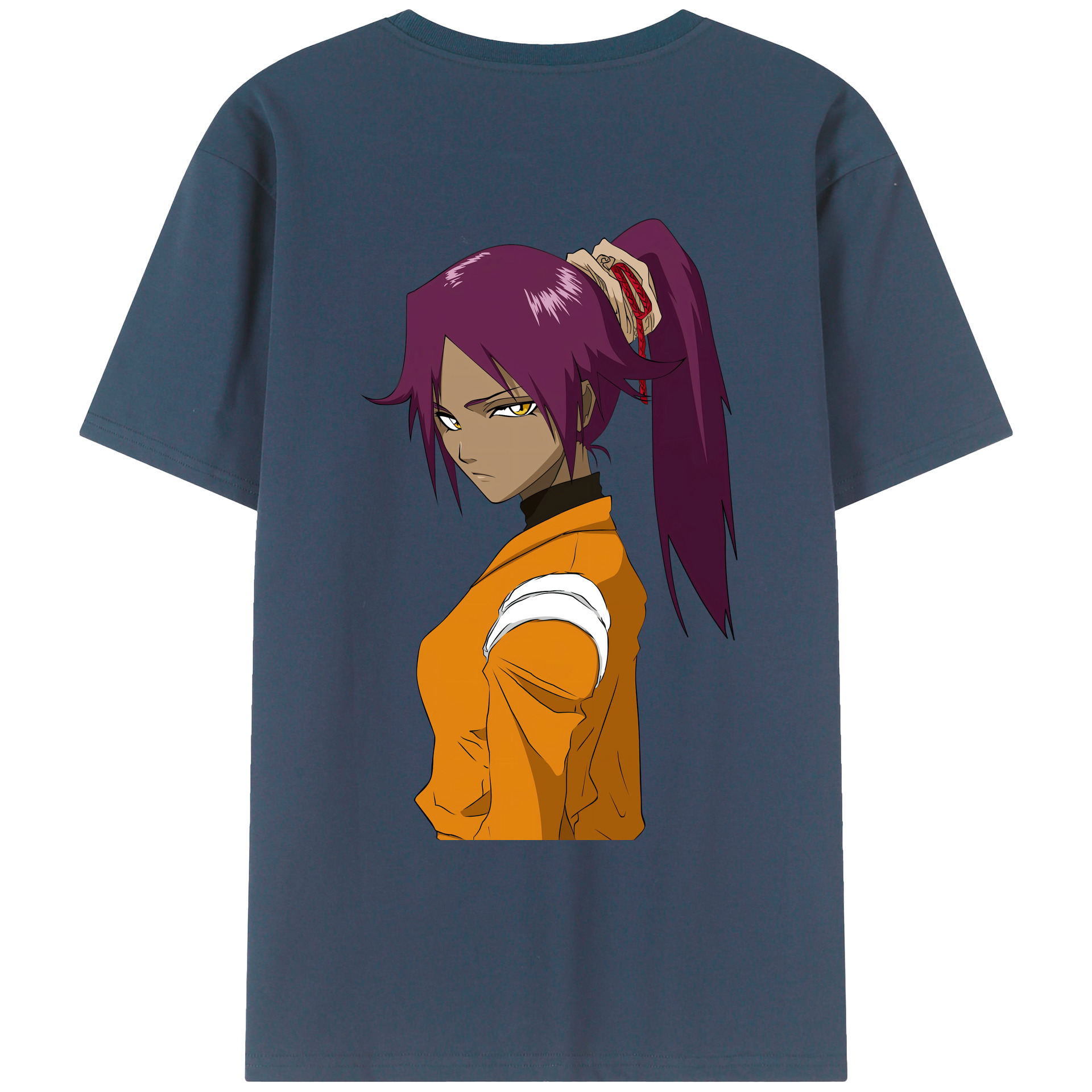 （画像用） ブリーチ 四楓院 夜一（しほういん よるいち） BLEACH Shihouin Yoruichi 綿100％ メンズ半袖Tシャツ（バックプリント） 通気性