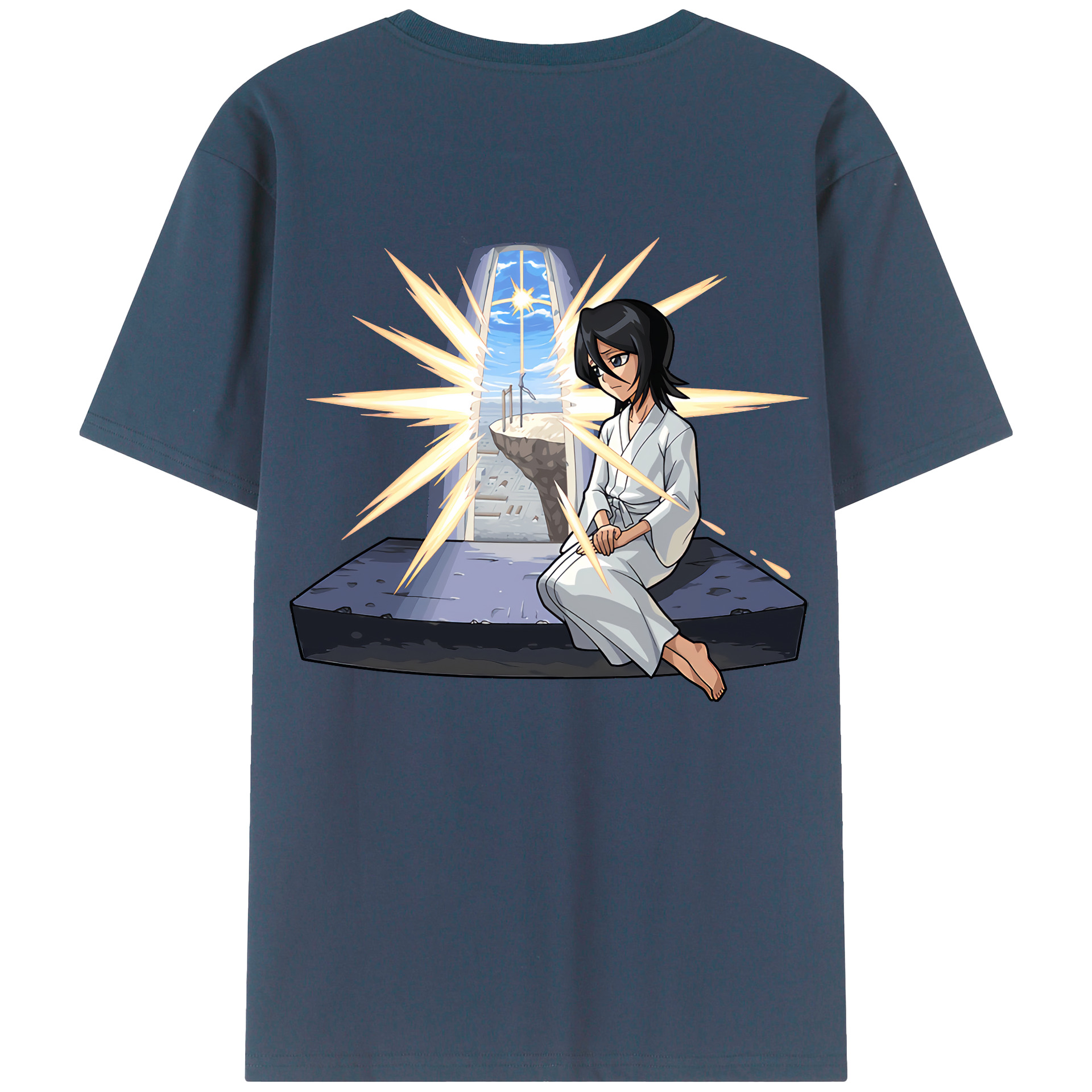 （画像用） ブリーチ 朽木ルキア BLEACH Kuchiki Rukia 綿100％ メンズ半袖Tシャツ（バックプリント） 通気性