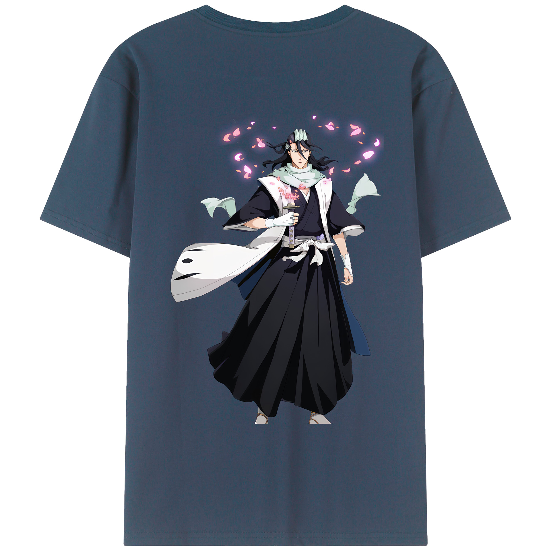 （画像用） ブリーチ くちき びゃくや BLEACH Kuchiki Byakuya 綿100％ メンズ半袖Tシャツ（バックプリント） 通気性
