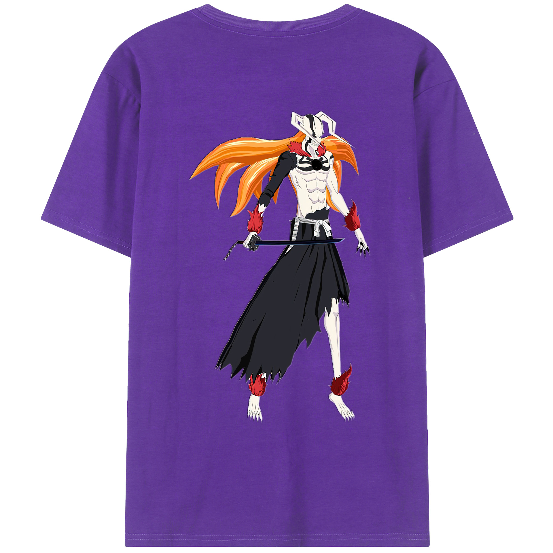 （画像用） ブリーチ 黒崎一護（くろさき いちご）BLEACH Kurosaki Ichigo 綿100％ メンズ半袖Tシャツ（バックプリント） 通気性