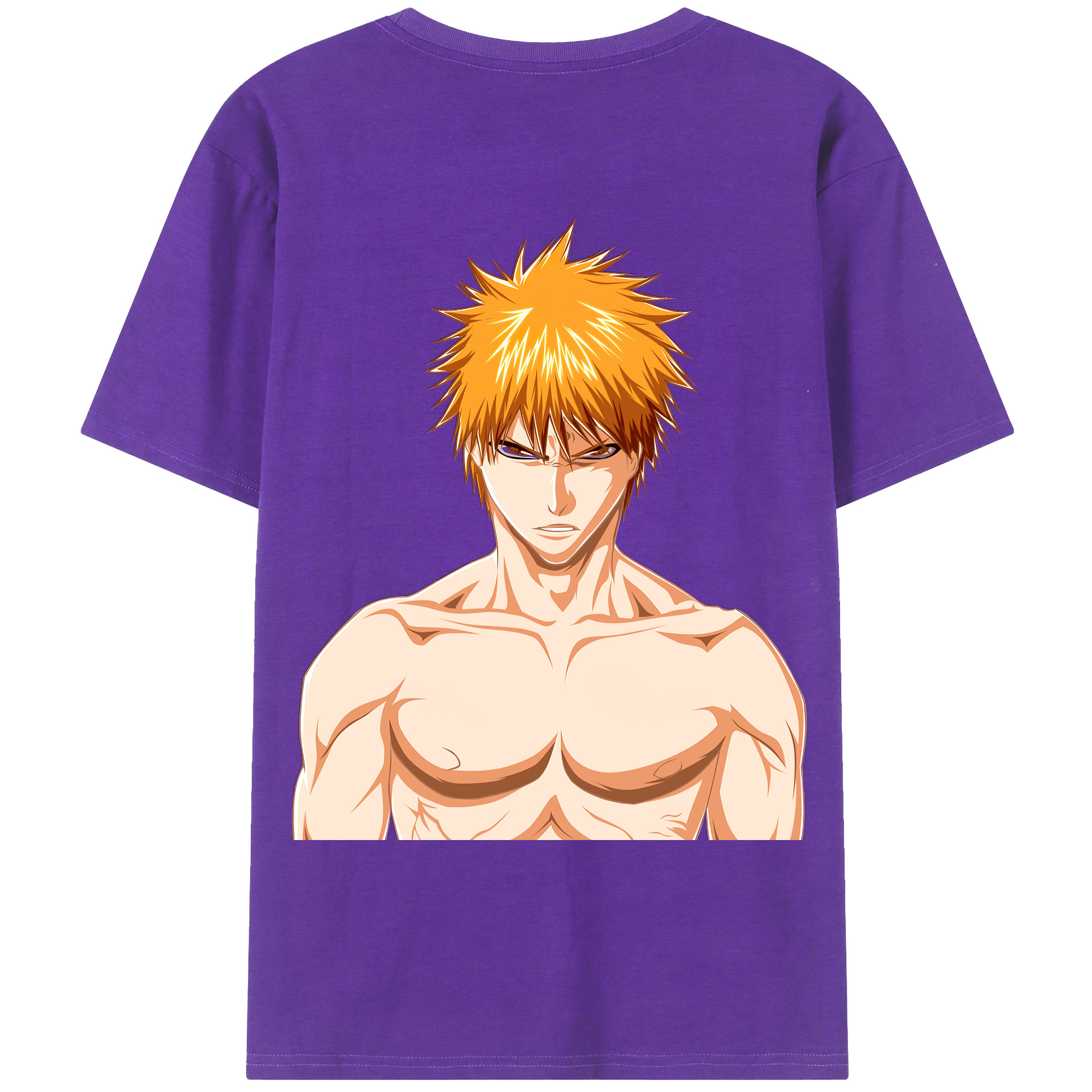 （画像用） ブリーチ 黒崎一護（くろさき いちご）BLEACH Kurosaki Ichigo 綿100％ メンズ半袖Tシャツ（バックプリント） 通気性
