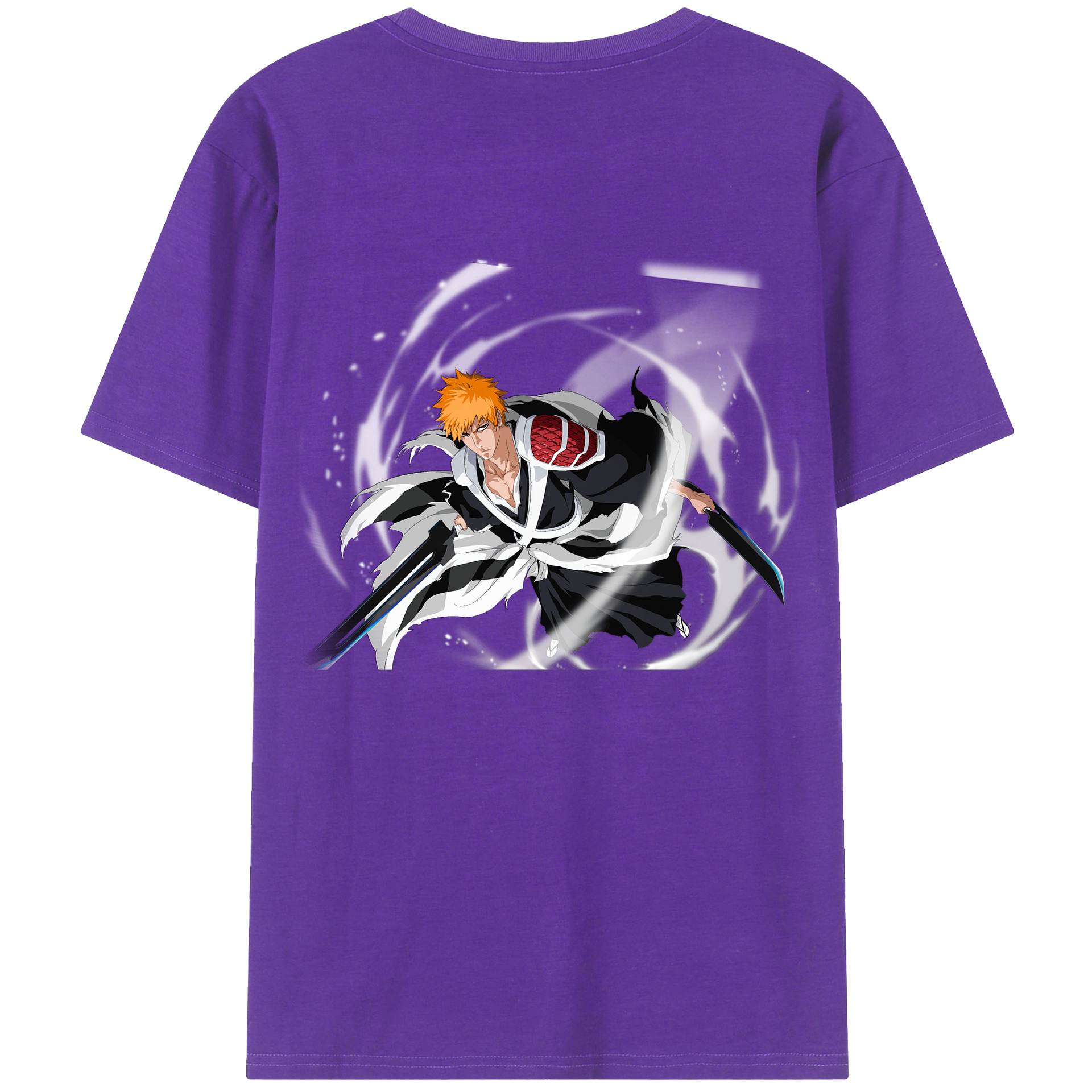 （画像用） ブリーチ 黒崎一護（くろさき いちご）BLEACH Kurosaki Ichigo 綿100％ メンズ半袖Tシャツ（バックプリント） 通気性