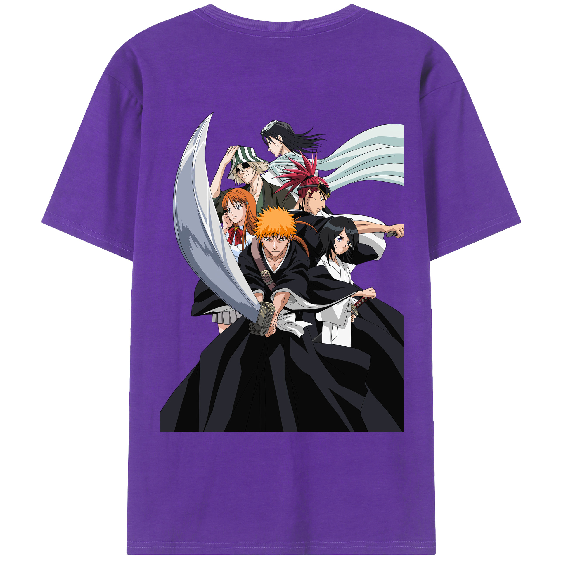 （画像用） ブリーチ 黒崎一護（くろさき いちご）BLEACH Kurosaki Ichigo 綿100％ メンズ半袖Tシャツ（バックプリント） 通気性