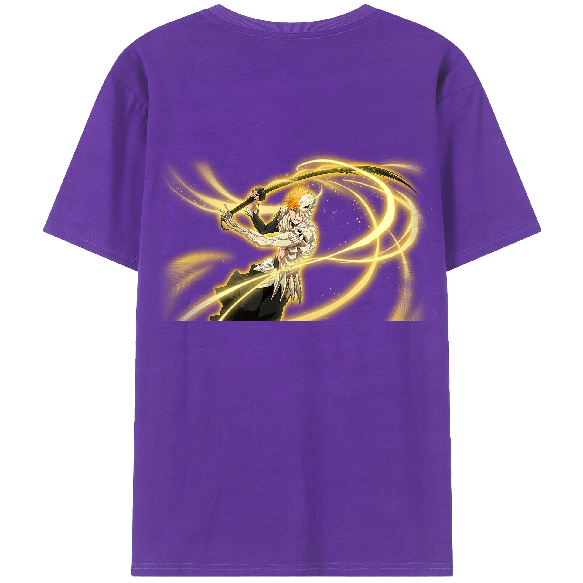 （画像用） ブリーチ 黒崎一護（くろさき いちご）BLEACH Kurosaki Ichigo 綿100％ メンズ半袖Tシャツ（バックプリント） 通気性