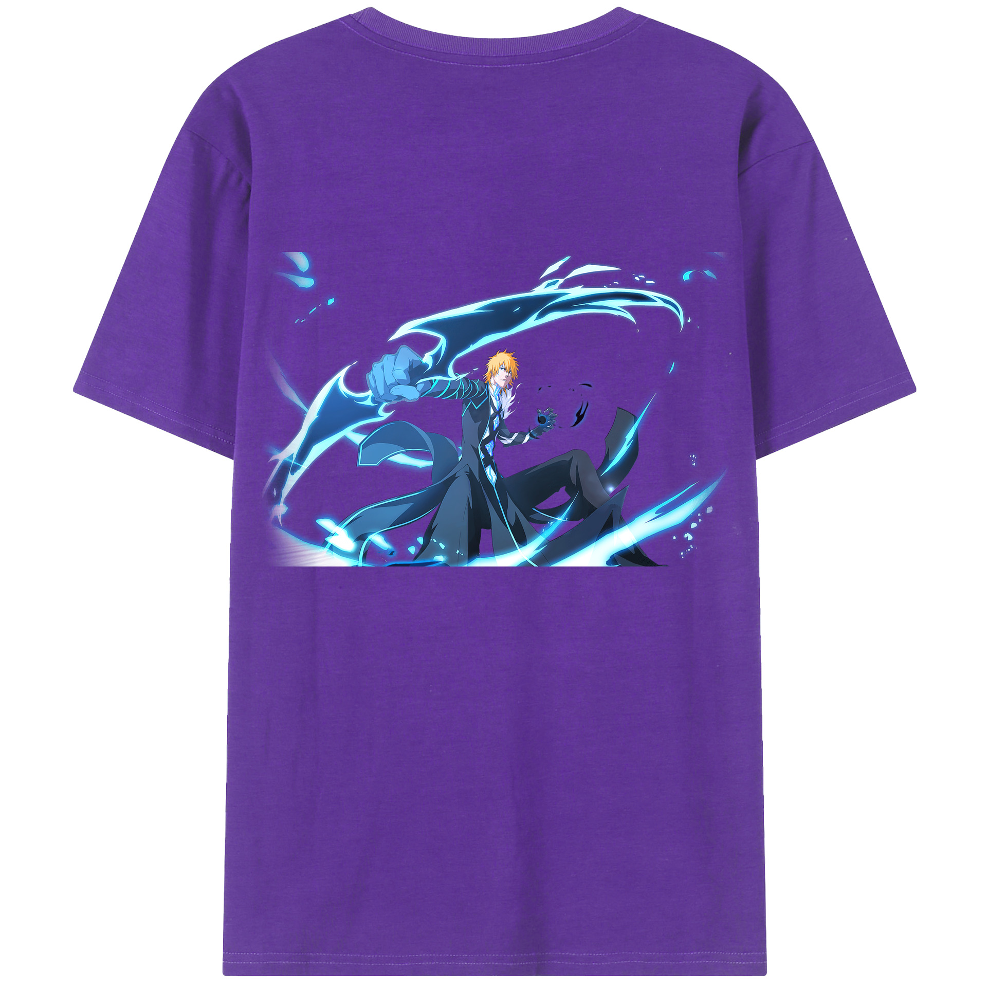 （画像用） ブリーチ 黒崎一護（くろさき いちご）BLEACH Kurosaki Ichigo 綿100％ メンズ半袖Tシャツ（バックプリント） 通気性