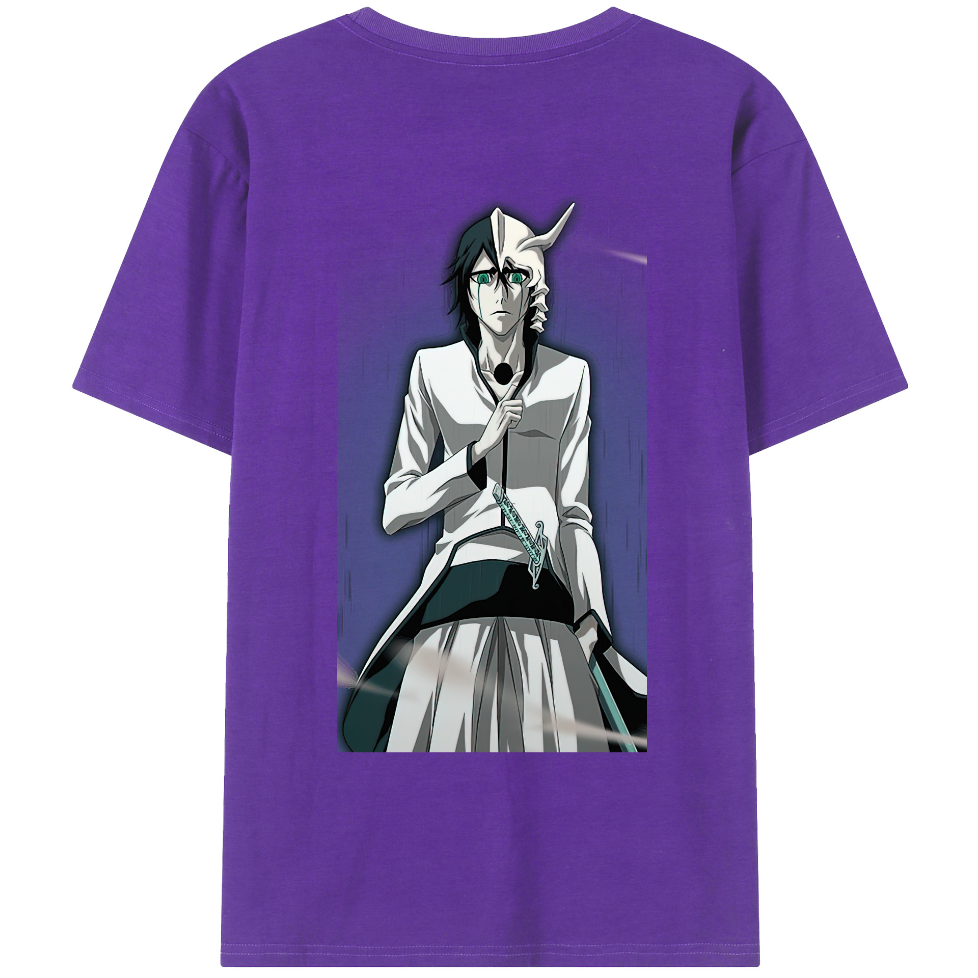 （画像用） ブリーチ ウルキオラ·シファー BLEACH Ulquiorra cifer 綿100％ メンズ半袖Tシャツ（バックプリント） 通気性