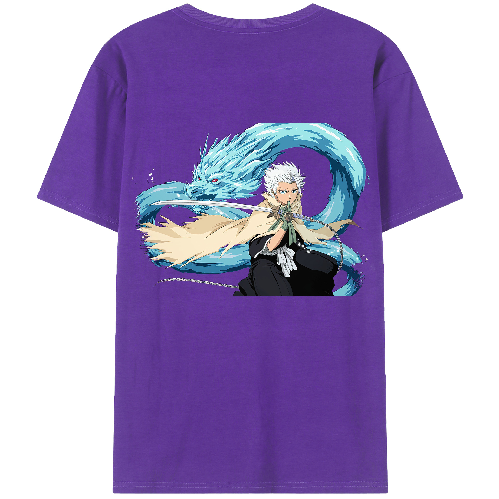 （画像用） ブリーチ 日番谷冬獅郎（ひつがや とうしろう） BLEACH Hitsugaya Toushirou 綿100％ メンズ半袖Tシャツ（バックプリント） 通気性