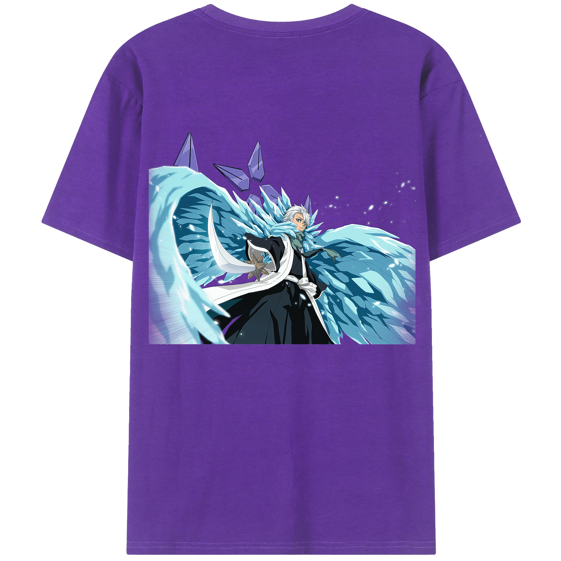（画像用） ブリーチ 日番谷冬獅郎（ひつがや とうしろう） BLEACH Hitsugaya Toushirou 綿100％ メンズ半袖Tシャツ（バックプリント） 通気性