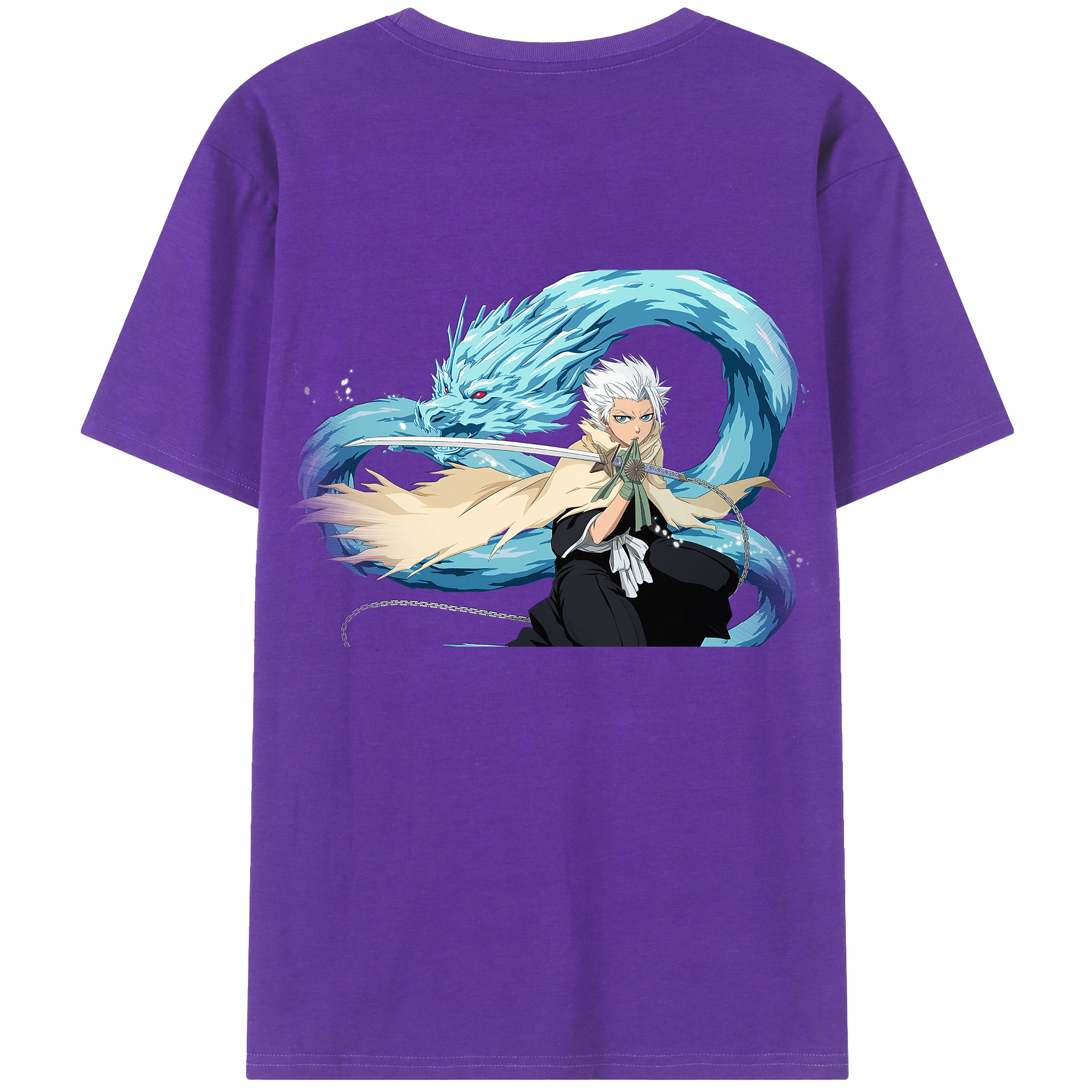 （画像用） ブリーチ 日番谷冬獅郎（ひつがや とうしろう） BLEACH Hitsugaya Toushirou 綿100％ メンズ半袖Tシャツ（バックプリント） 通気性