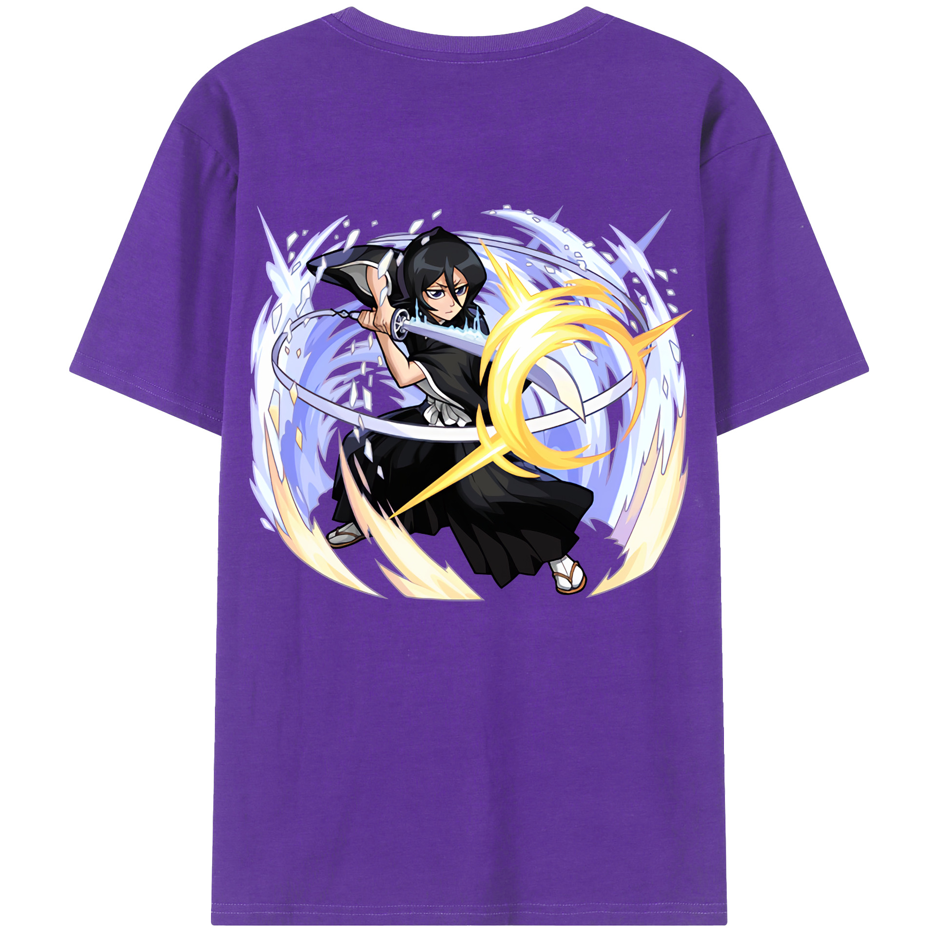 （画像用） ブリーチ 朽木ルキア BLEACH Kuchiki Rukia 綿100％ メンズ半袖Tシャツ（バックプリント） 通気性