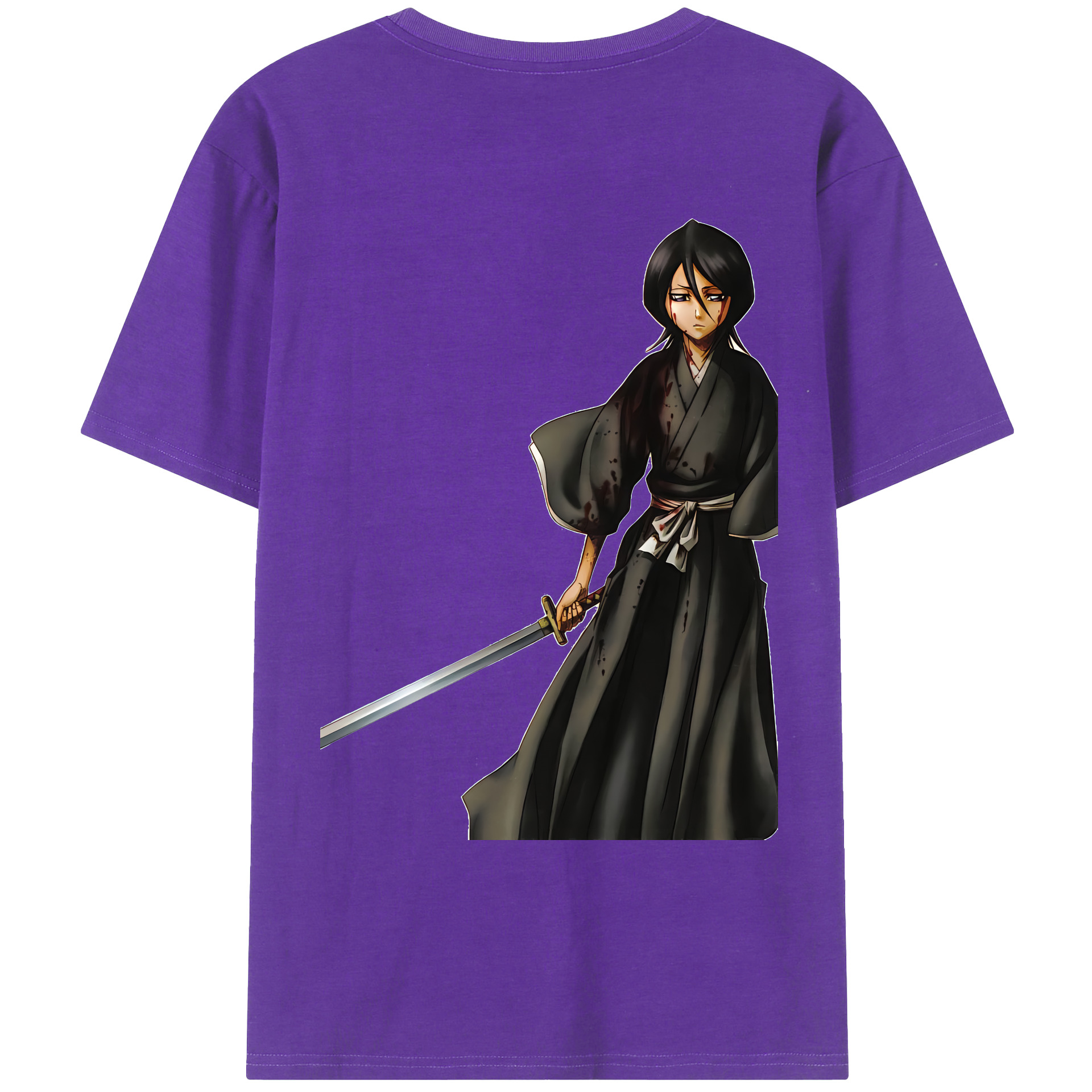 （画像用） ブリーチ 朽木ルキア BLEACH Kuchiki Rukia 綿100％ メンズ半袖Tシャツ（バックプリント） 通気性