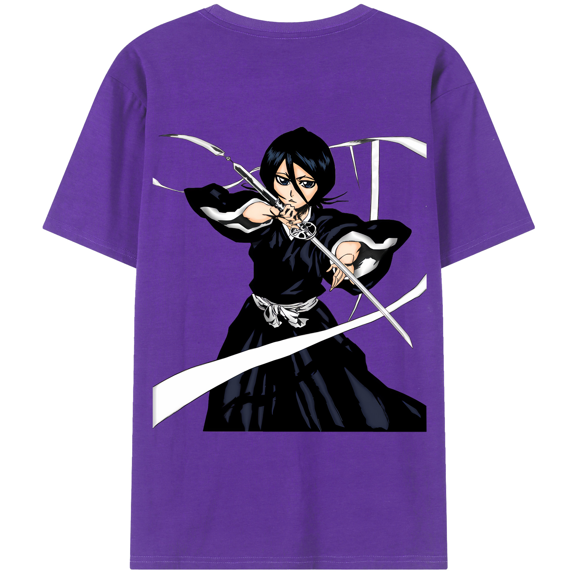 （画像用） ブリーチ 朽木ルキア BLEACH Kuchiki Rukia 綿100％ メンズ半袖Tシャツ（バックプリント） 通気性