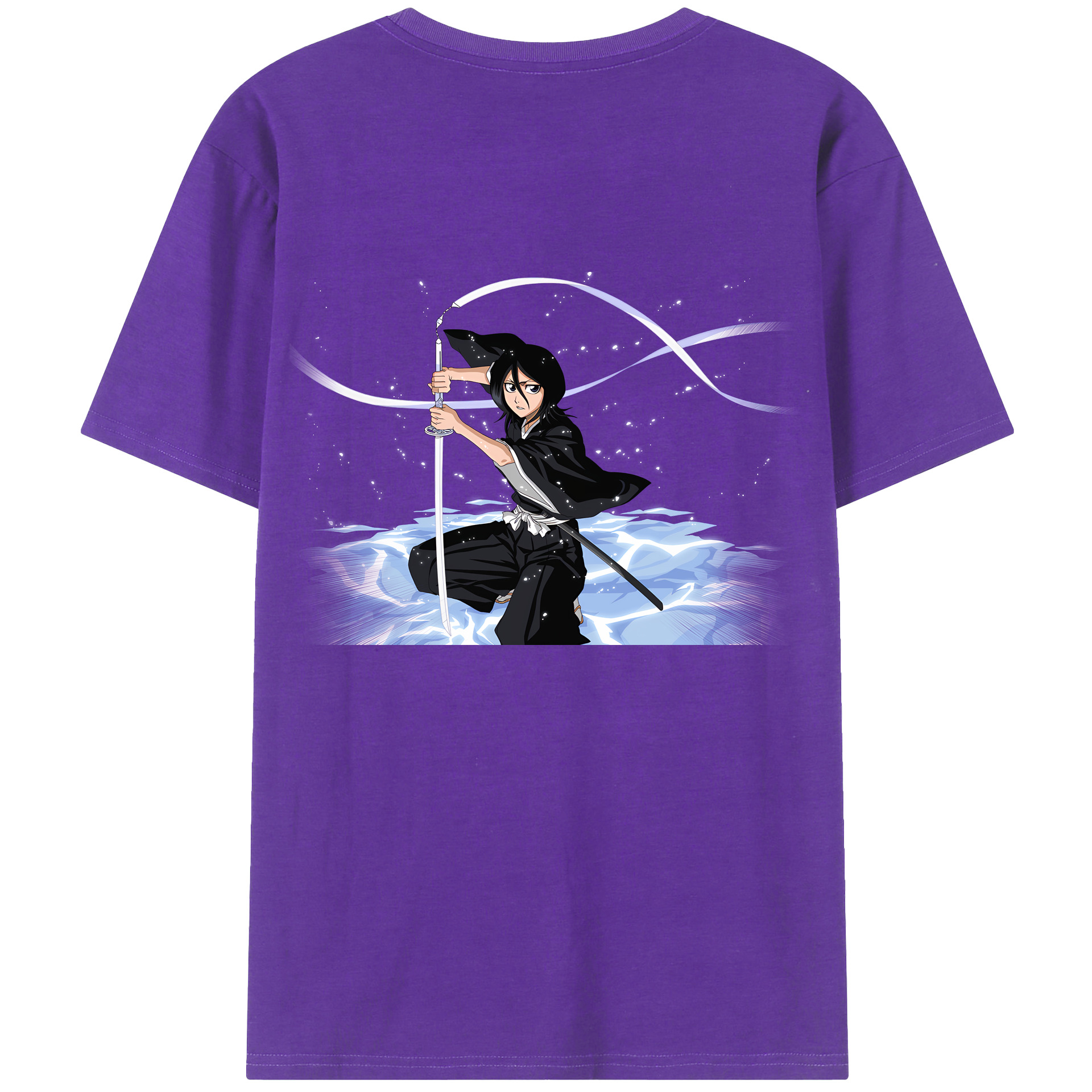 （画像用） ブリーチ 朽木ルキア BLEACH Kuchiki Rukia 綿100％ メンズ半袖Tシャツ（バックプリント） 通気性