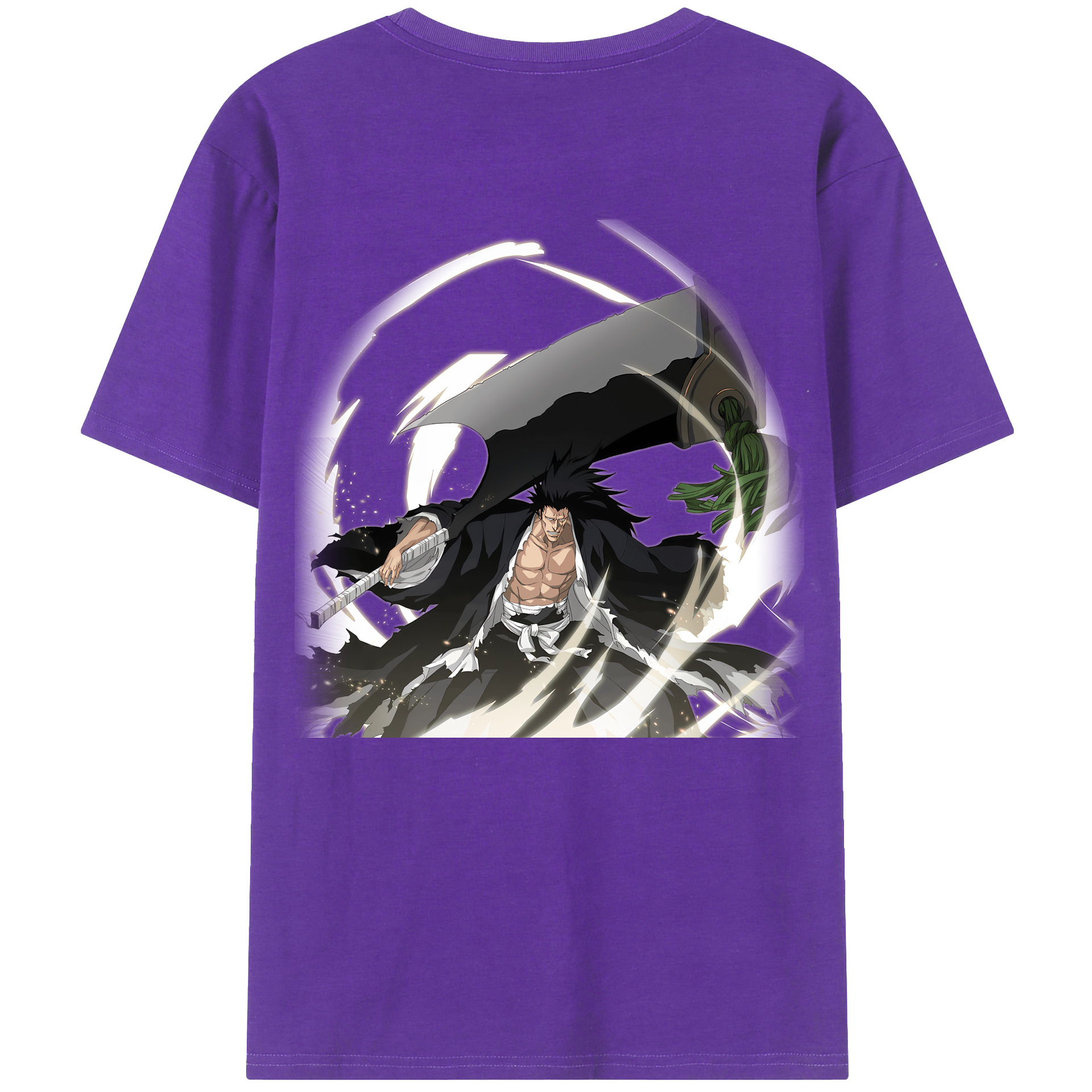 （画像用） ブリーチ ざらき けんぱち BLEACH Zaraki Kenpachi 綿100％ メンズ半袖Tシャツ（バックプリント） 通気性