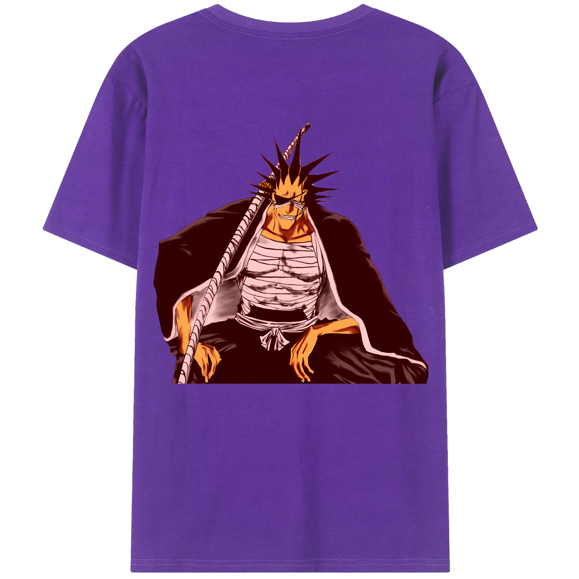 （画像用） ブリーチ ざらき けんぱち BLEACH Zaraki Kenpachi 綿100％ メンズ半袖Tシャツ（バックプリント） 通気性