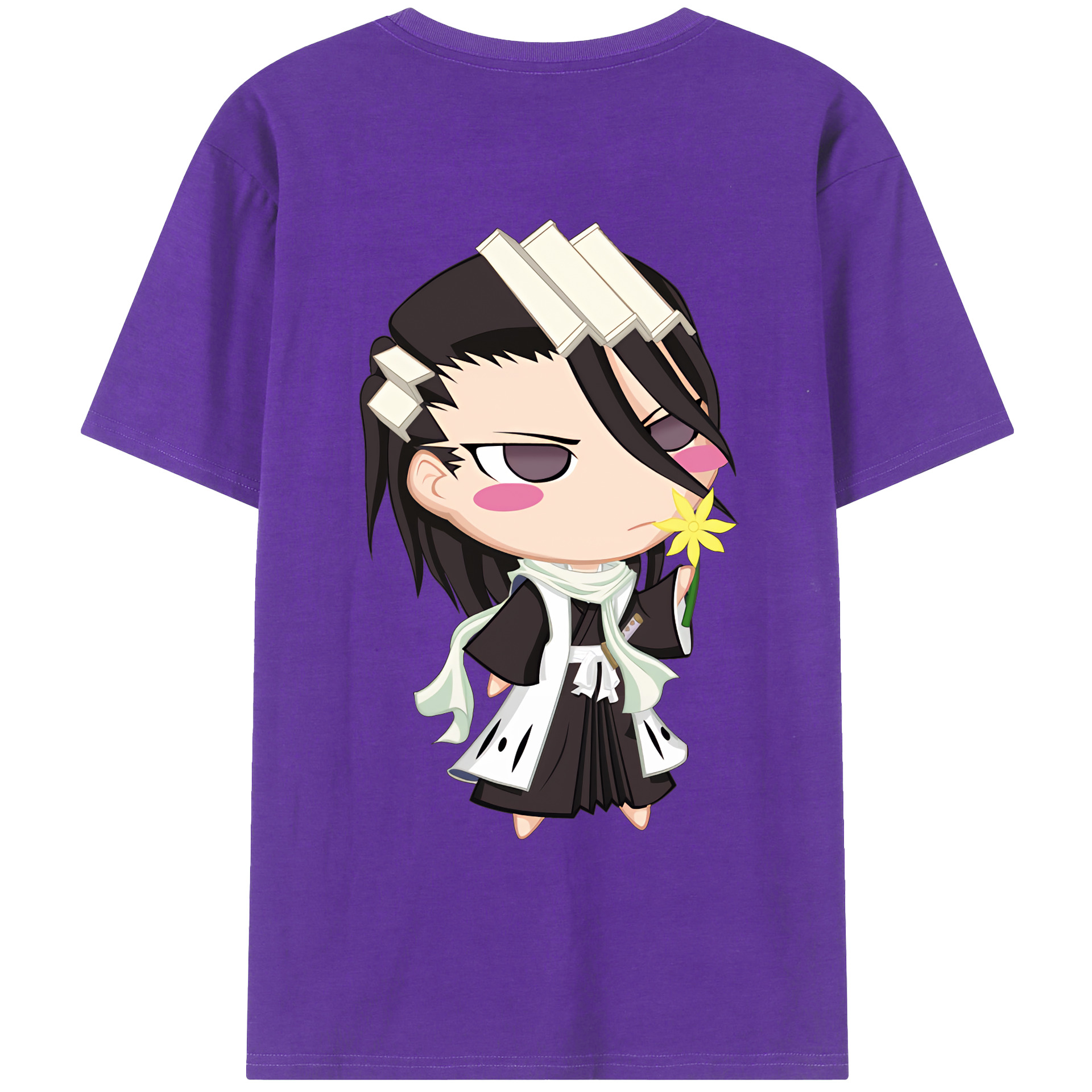 （画像用） ブリーチ くちき びゃくや BLEACH Kuchiki Byakuya 綿100％ メンズ半袖Tシャツ（バックプリント） 通気性