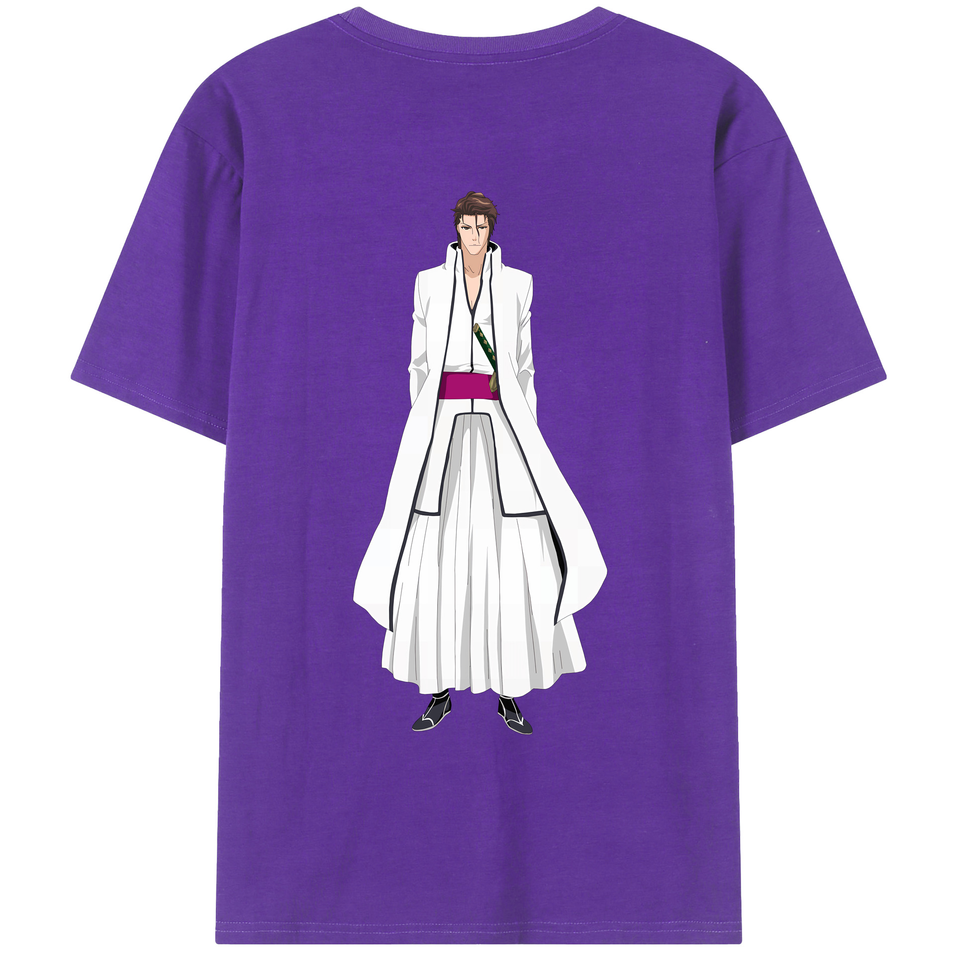 （画像用） ブリーチ 藍染 惣右介（あいぜん そうすけ） BLEACH Aizen Sousuke 綿100％ メンズ半袖Tシャツ（バックプリント） 通気性