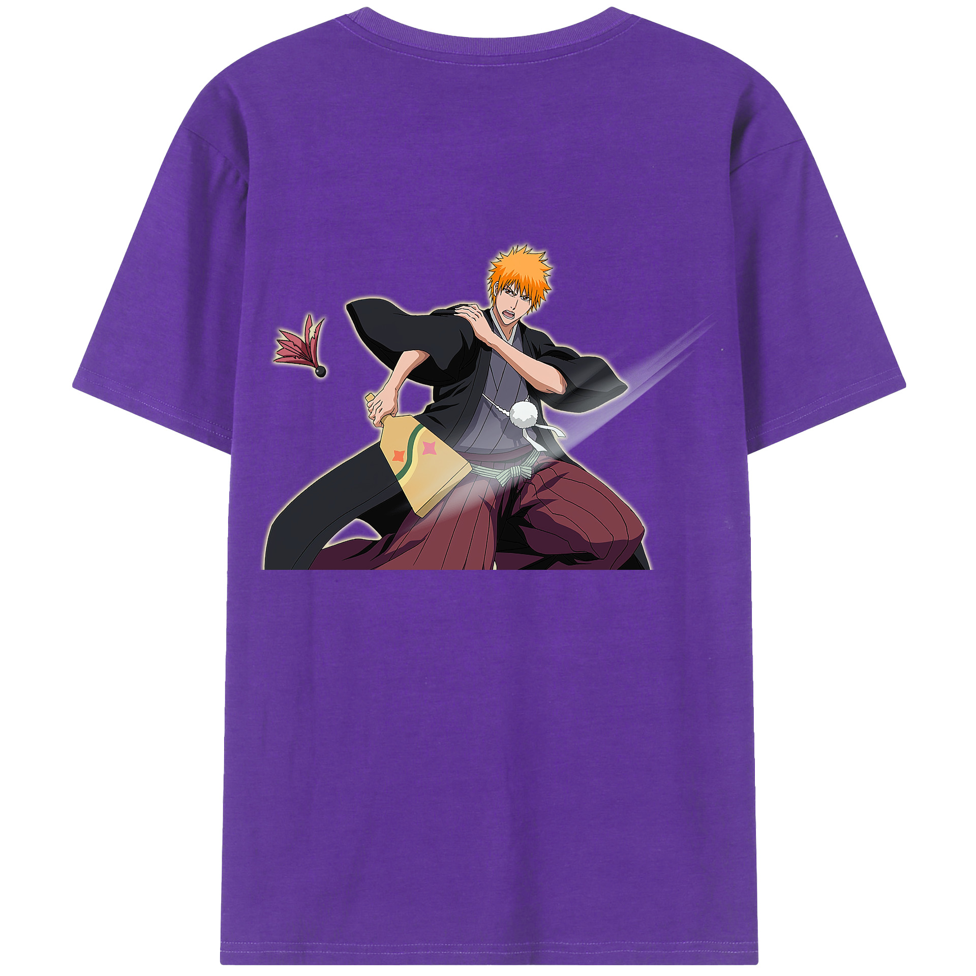 （画像用） ブリーチ 黒崎一護（くろさき いちご）BLEACH Kurosaki Ichigo 綿100％ メンズ半袖Tシャツ（バックプリント） 通気性