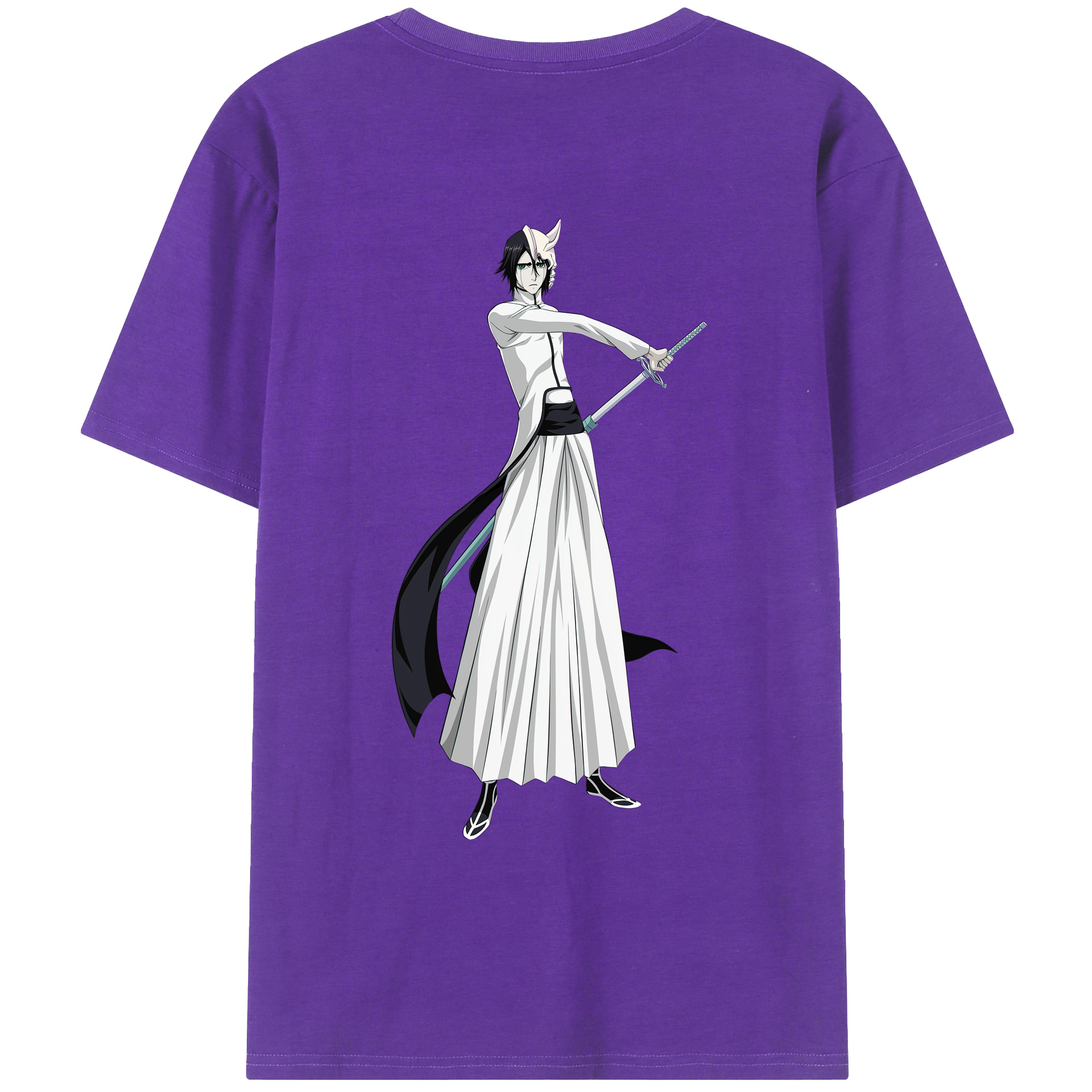 （画像用） ブリーチ ウルキオラ·シファー BLEACH Ulquiorra cifer 綿100％ メンズ半袖Tシャツ（バックプリント） 通気性