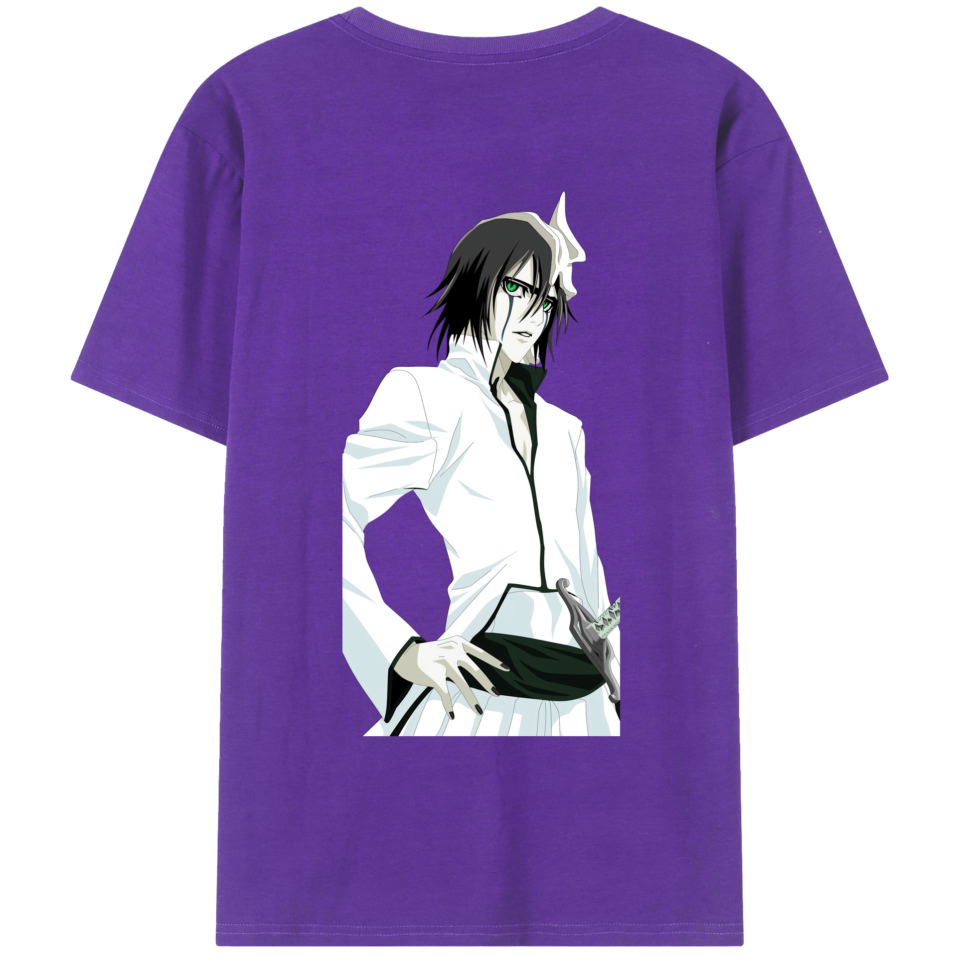 （画像用） ブリーチ ウルキオラ·シファー BLEACH Ulquiorra cifer 綿100％ メンズ半袖Tシャツ（バックプリント） 通気性