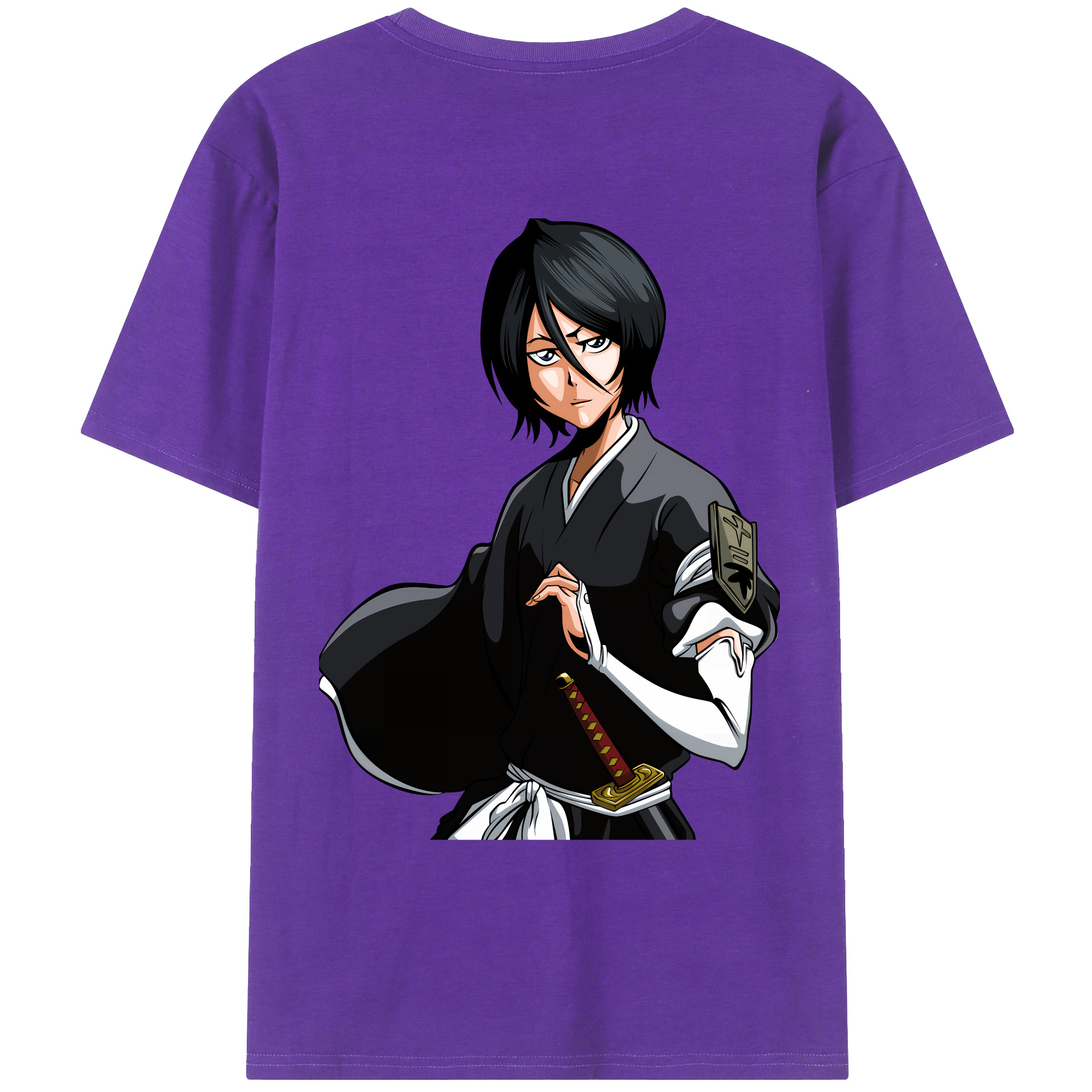 （画像用） ブリーチ 朽木ルキア BLEACH Kuchiki Rukia 綿100％ メンズ半袖Tシャツ（バックプリント） 通気性