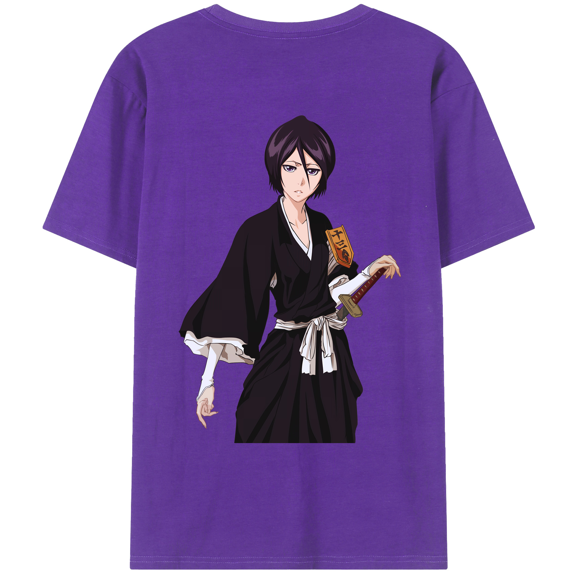 （画像用） ブリーチ 朽木ルキア BLEACH Kuchiki Rukia 綿100％ メンズ半袖Tシャツ（バックプリント） 通気性