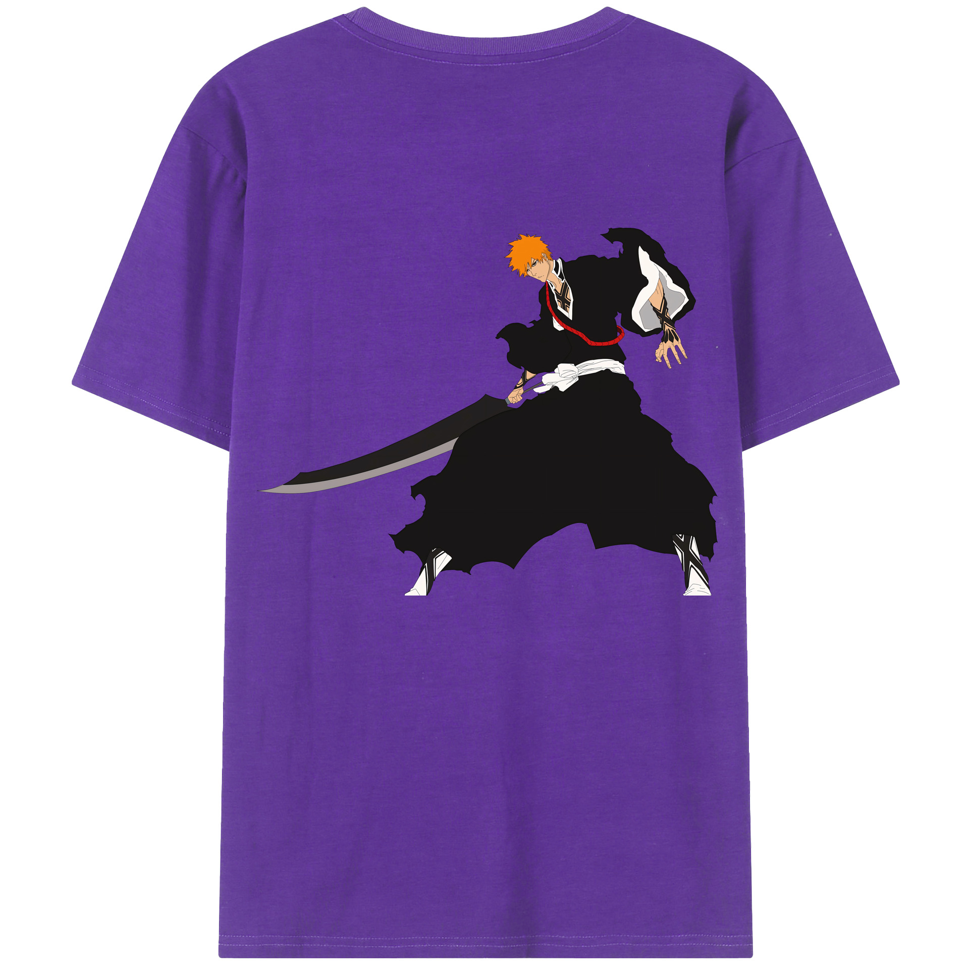 （画像用） ブリーチ 黒崎一護（くろさき いちご）BLEACH Kurosaki Ichigo 綿100％ メンズ半袖Tシャツ（バックプリント） 通気性