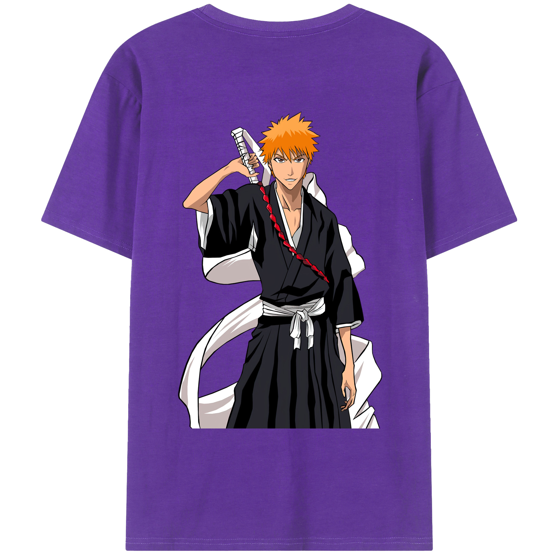 （画像用） ブリーチ 黒崎一護（くろさき いちご）BLEACH Kurosaki Ichigo 綿100％ メンズ半袖Tシャツ（バックプリント） 通気性