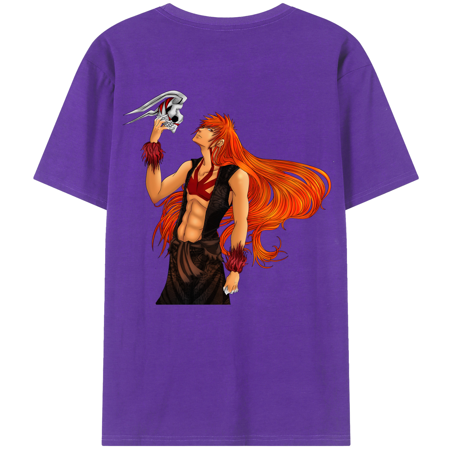 （画像用） ブリーチ 黒崎一護（くろさき いちご）BLEACH Kurosaki Ichigo 綿100％ メンズ半袖Tシャツ（バックプリント） 通気性