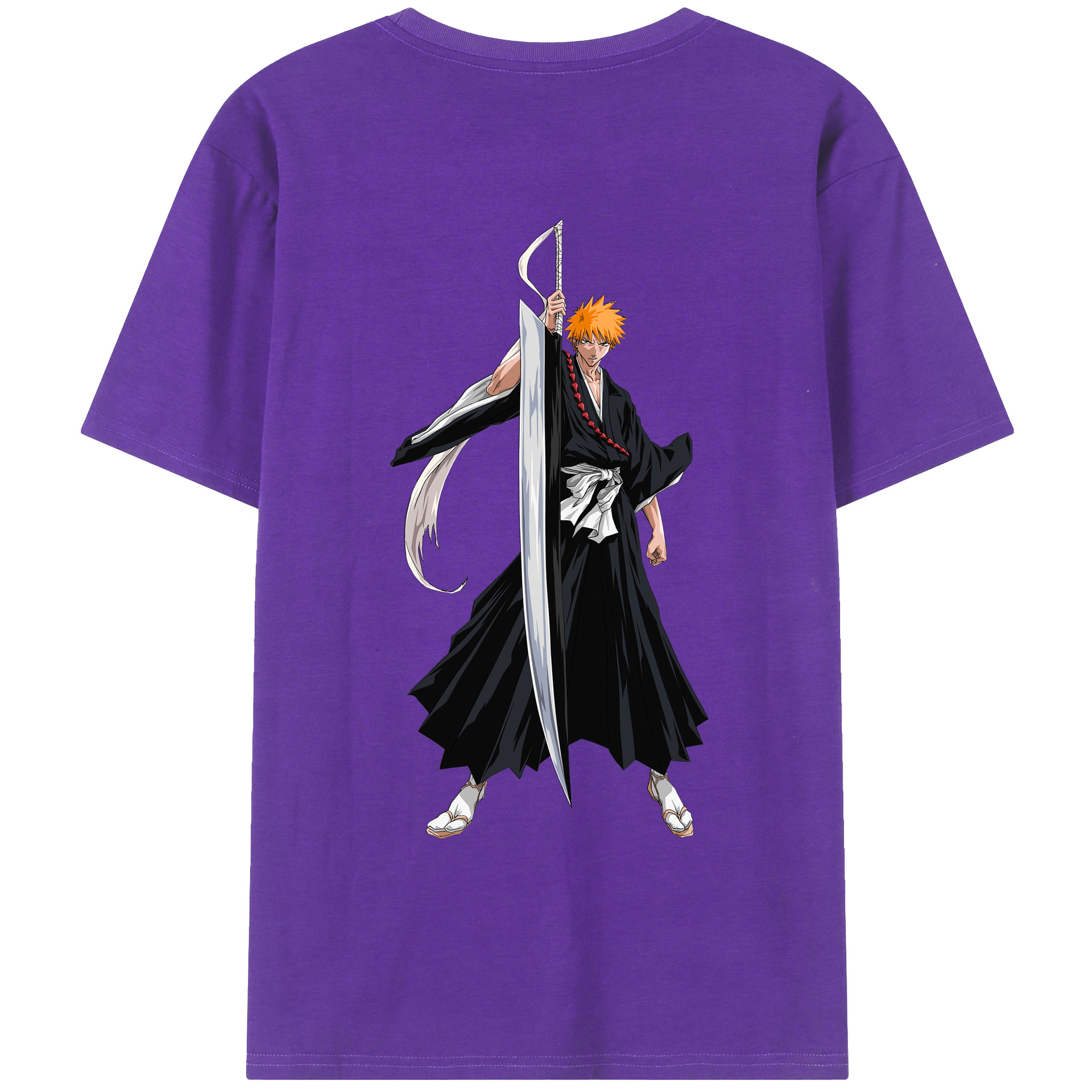 （画像用） ブリーチ 黒崎一護（くろさき いちご）BLEACH Kurosaki Ichigo 綿100％ メンズ半袖Tシャツ（バックプリント） 通気性