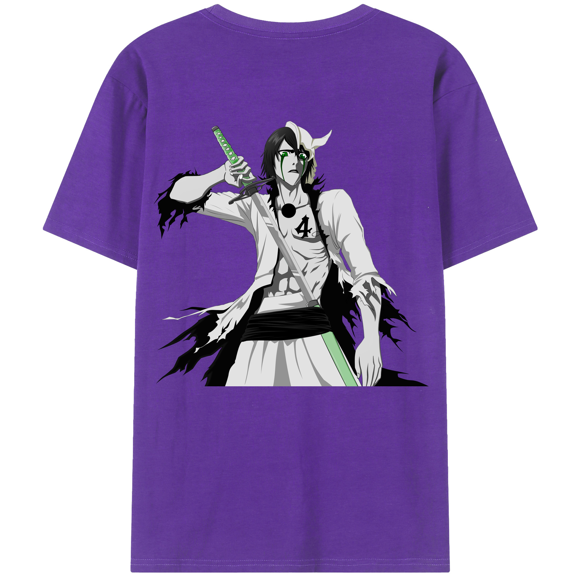 （画像用） ブリーチ ウルキオラ·シファー BLEACH Ulquiorra cifer 綿100％ メンズ半袖Tシャツ（バックプリント） 通気性
