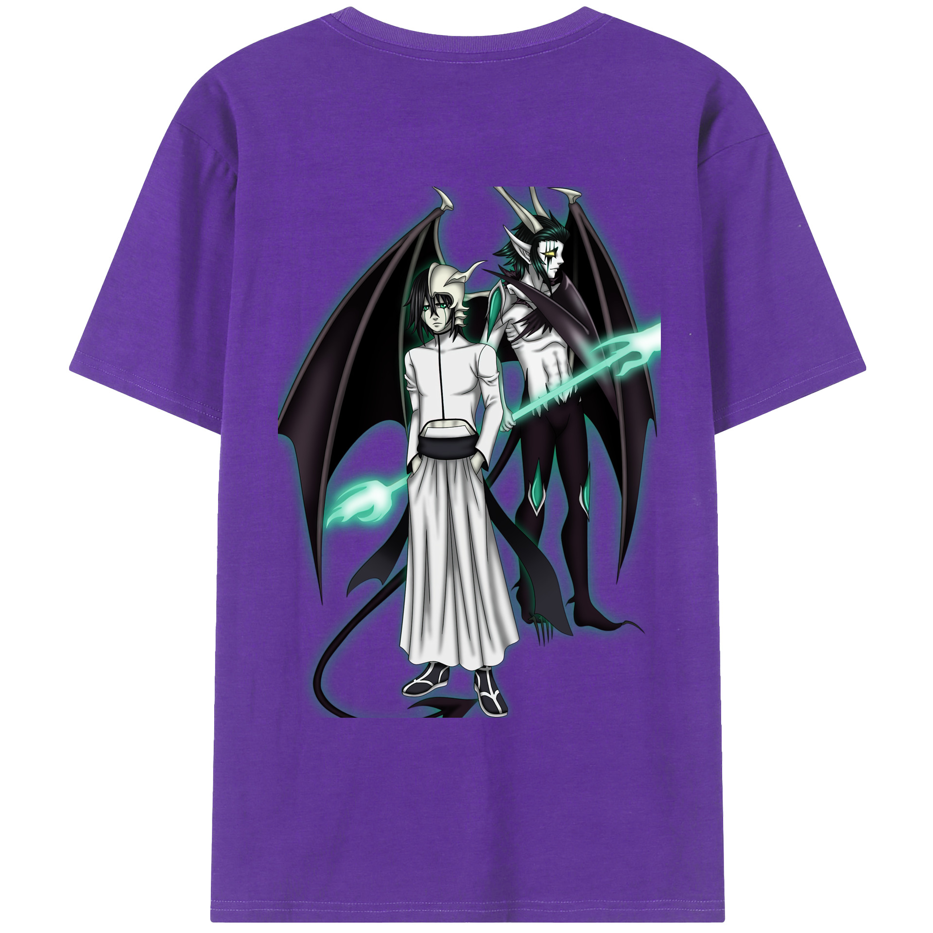 （画像用） ブリーチ ウルキオラ·シファー BLEACH Ulquiorra cifer 綿100％ メンズ半袖Tシャツ（バックプリント） 通気性