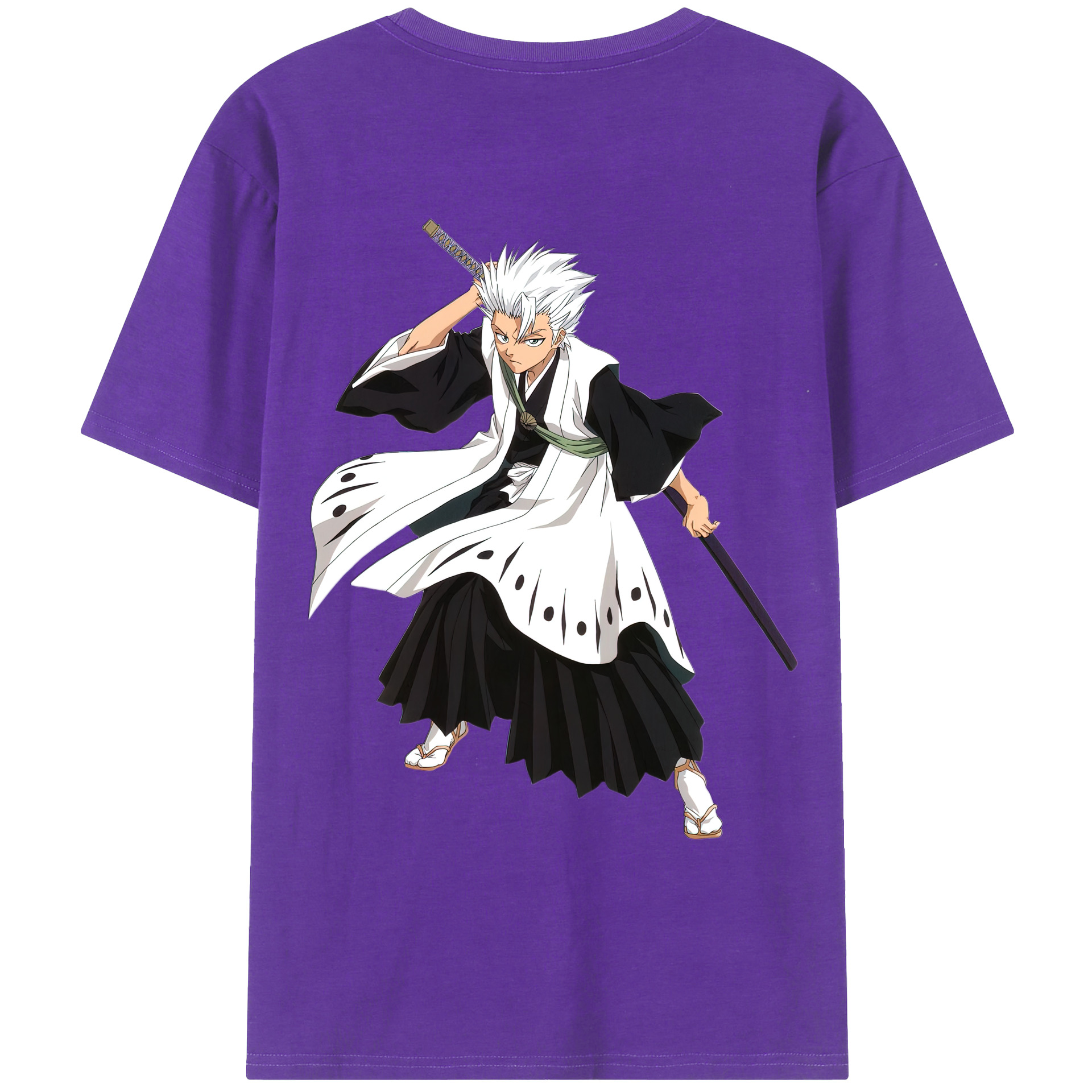 （画像用） ブリーチ 日番谷冬獅郎（ひつがや とうしろう） BLEACH Hitsugaya Toushirou 綿100％ メンズ半袖Tシャツ（バックプリント） 通気性