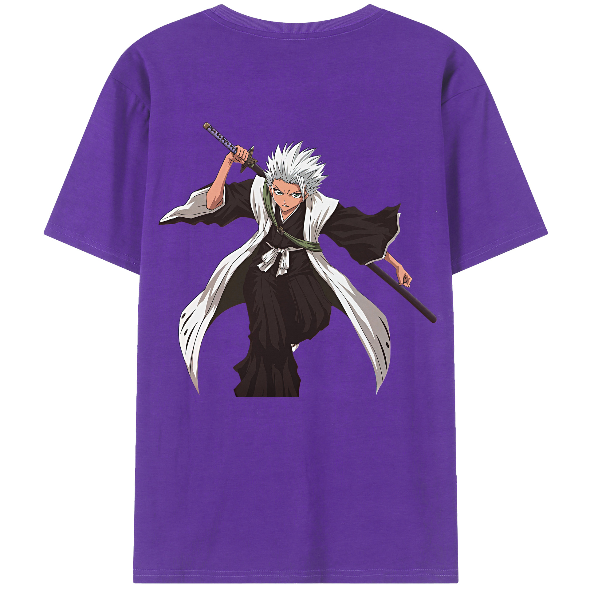 （画像用） ブリーチ 日番谷冬獅郎（ひつがや とうしろう） BLEACH Hitsugaya Toushirou 綿100％ メンズ半袖Tシャツ（バックプリント） 通気性