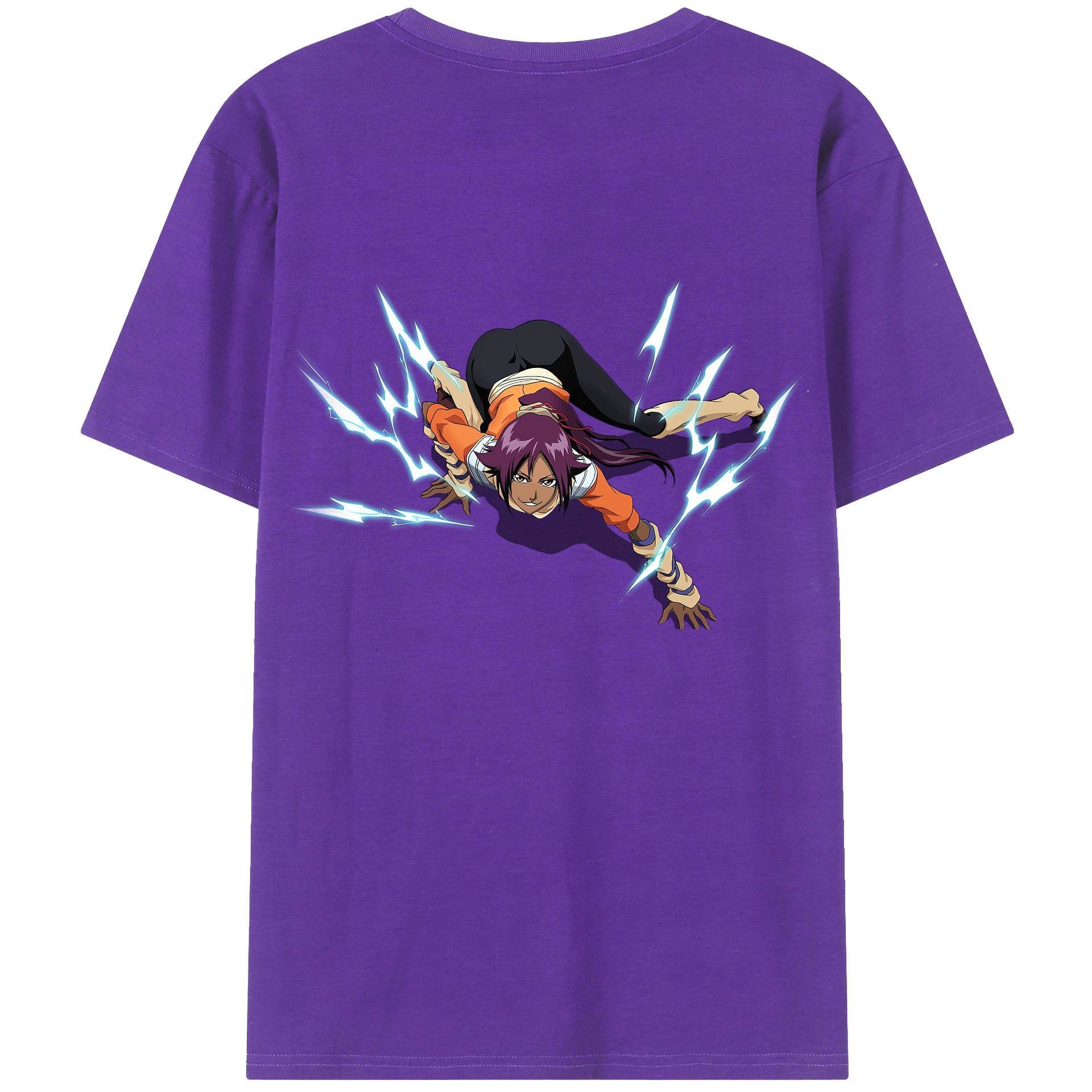 （画像用） ブリーチ 四楓院 夜一（しほういん よるいち） BLEACH Shihouin Yoruichi 綿100％ メンズ半袖Tシャツ（バックプリント） 通気性