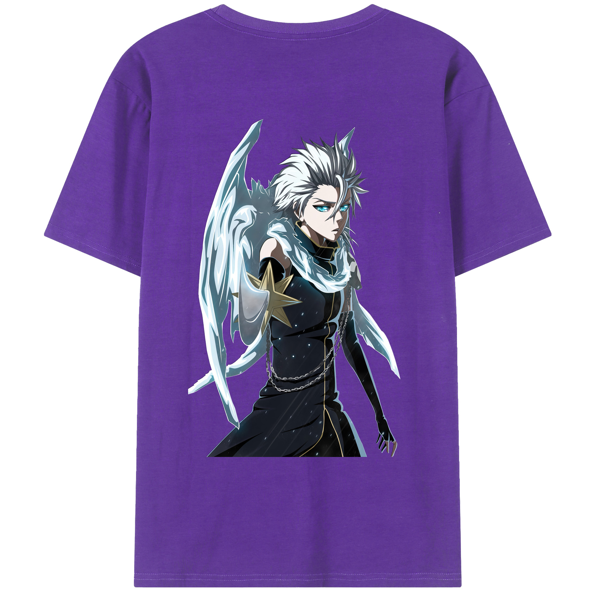 （画像用） ブリーチ 日番谷冬獅郎（ひつがや とうしろう） BLEACH Hitsugaya Toushirou 綿100％ メンズ半袖Tシャツ（バックプリント） 通気性