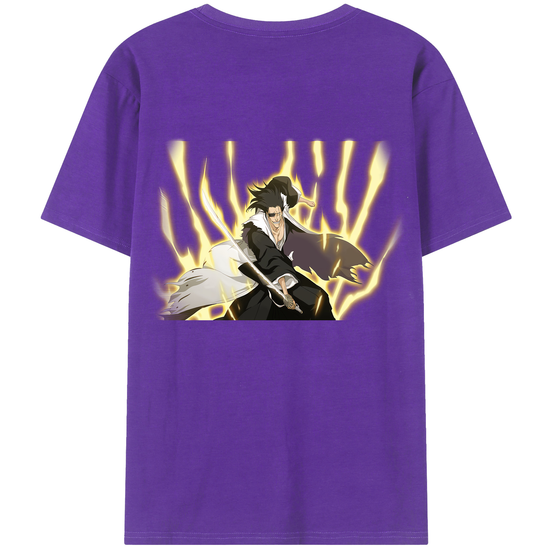 （画像用） ブリーチ ざらき けんぱち BLEACH Zaraki Kenpachi 綿100％ メンズ半袖Tシャツ（バックプリント） 通気性