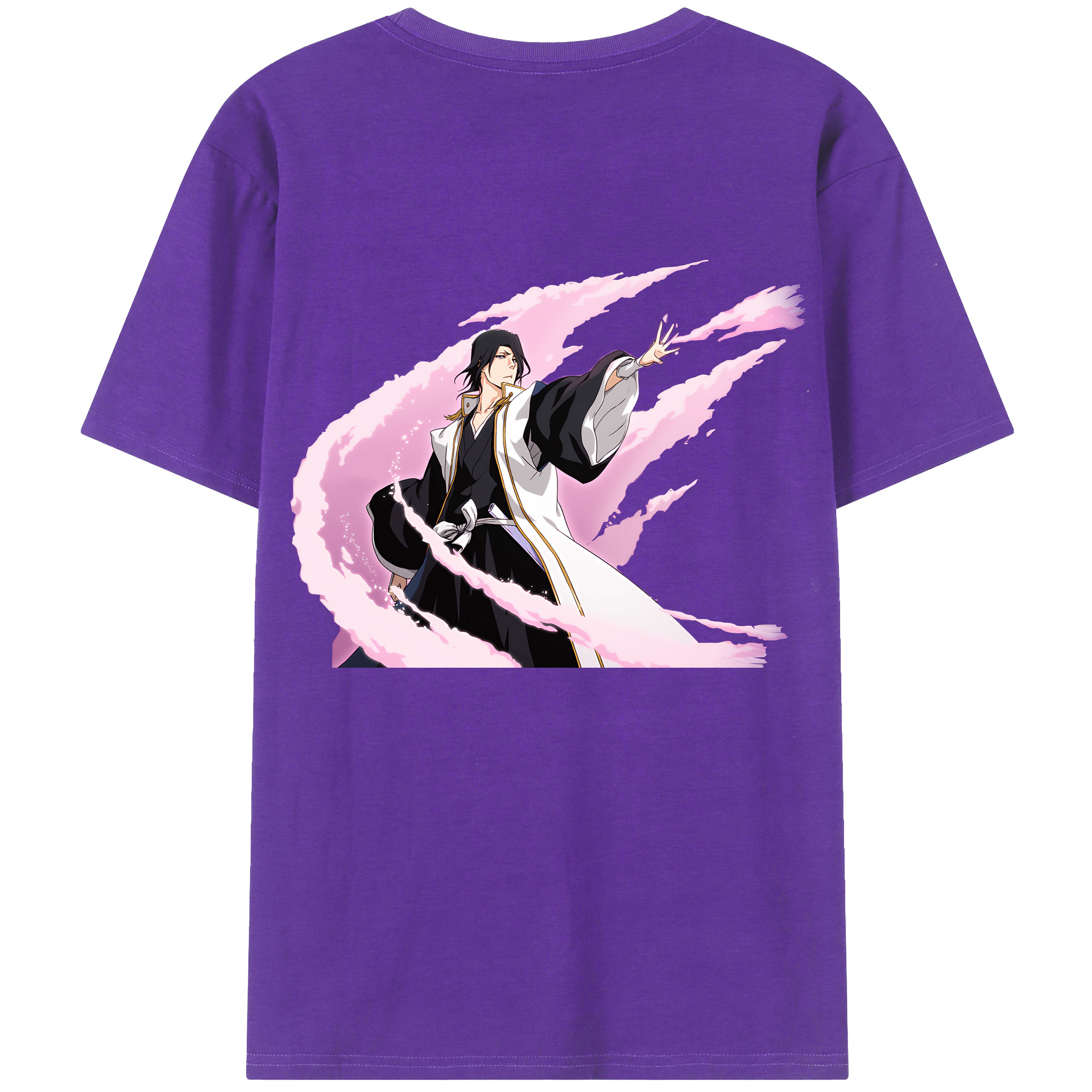 （画像用） ブリーチ くちき びゃくや BLEACH Kuchiki Byakuya 綿100％ メンズ半袖Tシャツ（バックプリント） 通気性