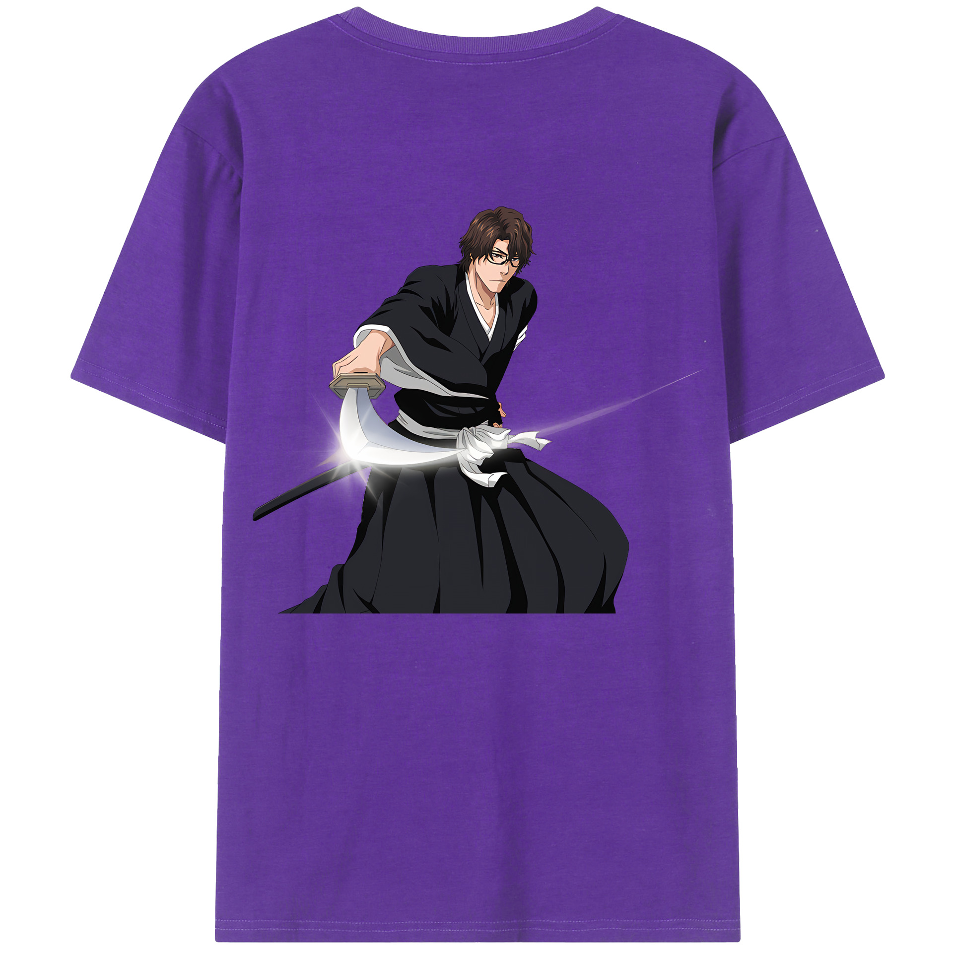（画像用） ブリーチ 藍染 惣右介（あいぜん そうすけ） BLEACH Aizen Sousuke 綿100％ メンズ半袖Tシャツ（バックプリント） 通気性